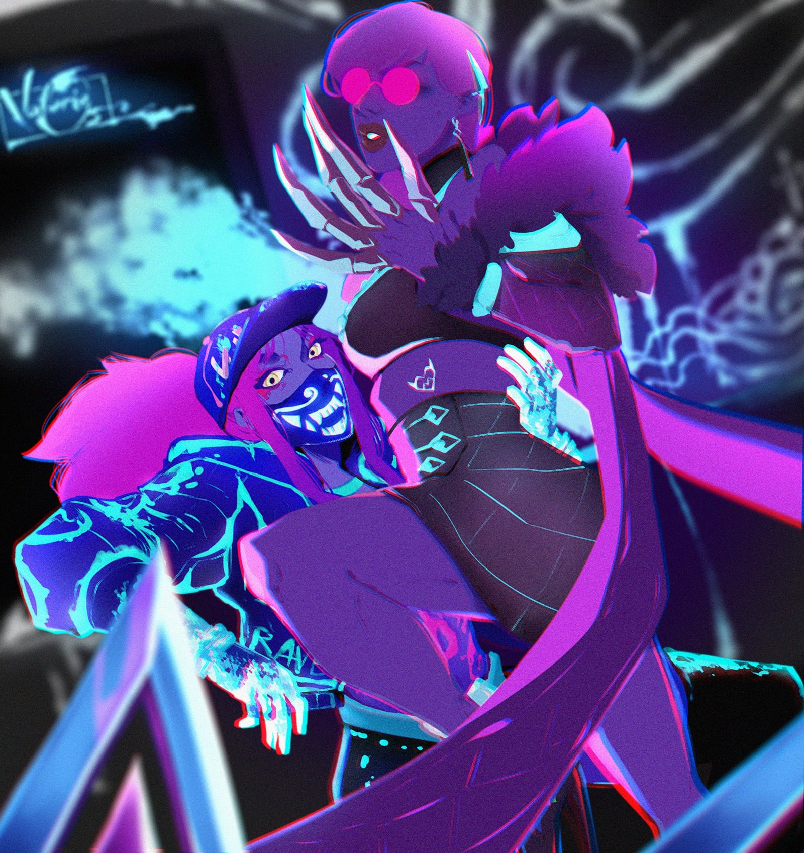 K/DA Evelynn & Akali by ValerieOS HD Wallpaper Background Fan Art Artwork League of Legends lol