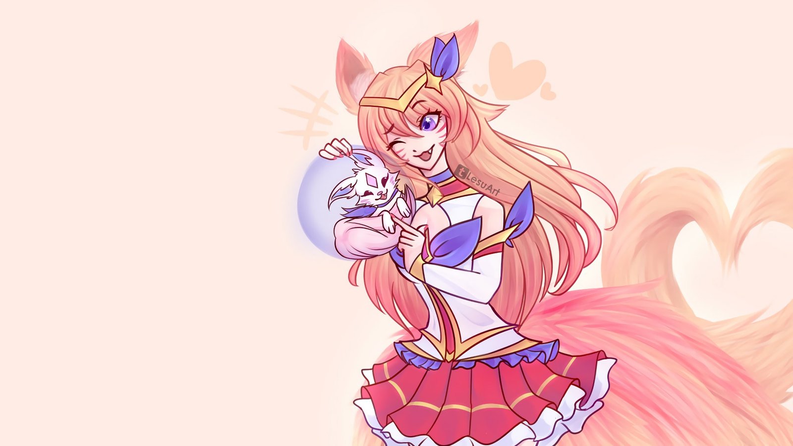 Star Guardian Ahri by Lesu HD Wallpaper Background Fan Art Artwork League of Legends lol