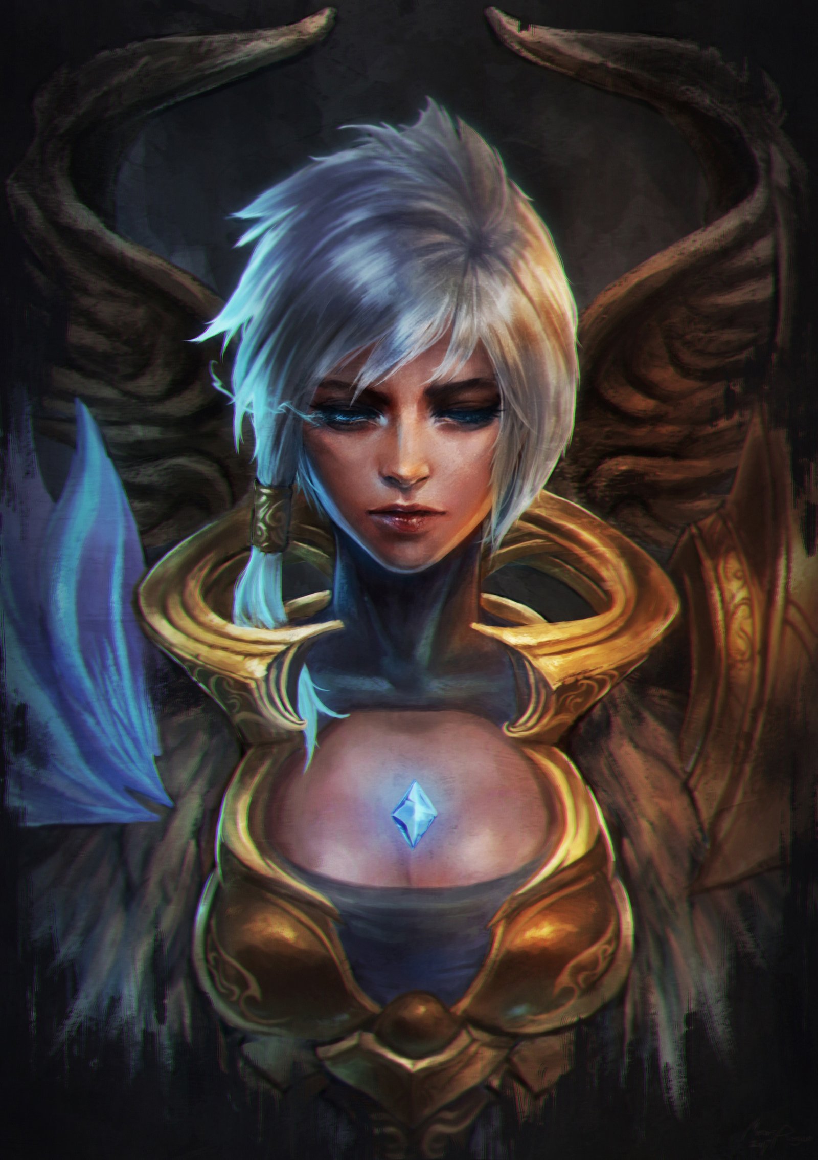 Dawnbringer Riven by MonoriRogue HD Wallpaper Background Fan Art Artwork League of Legends lol