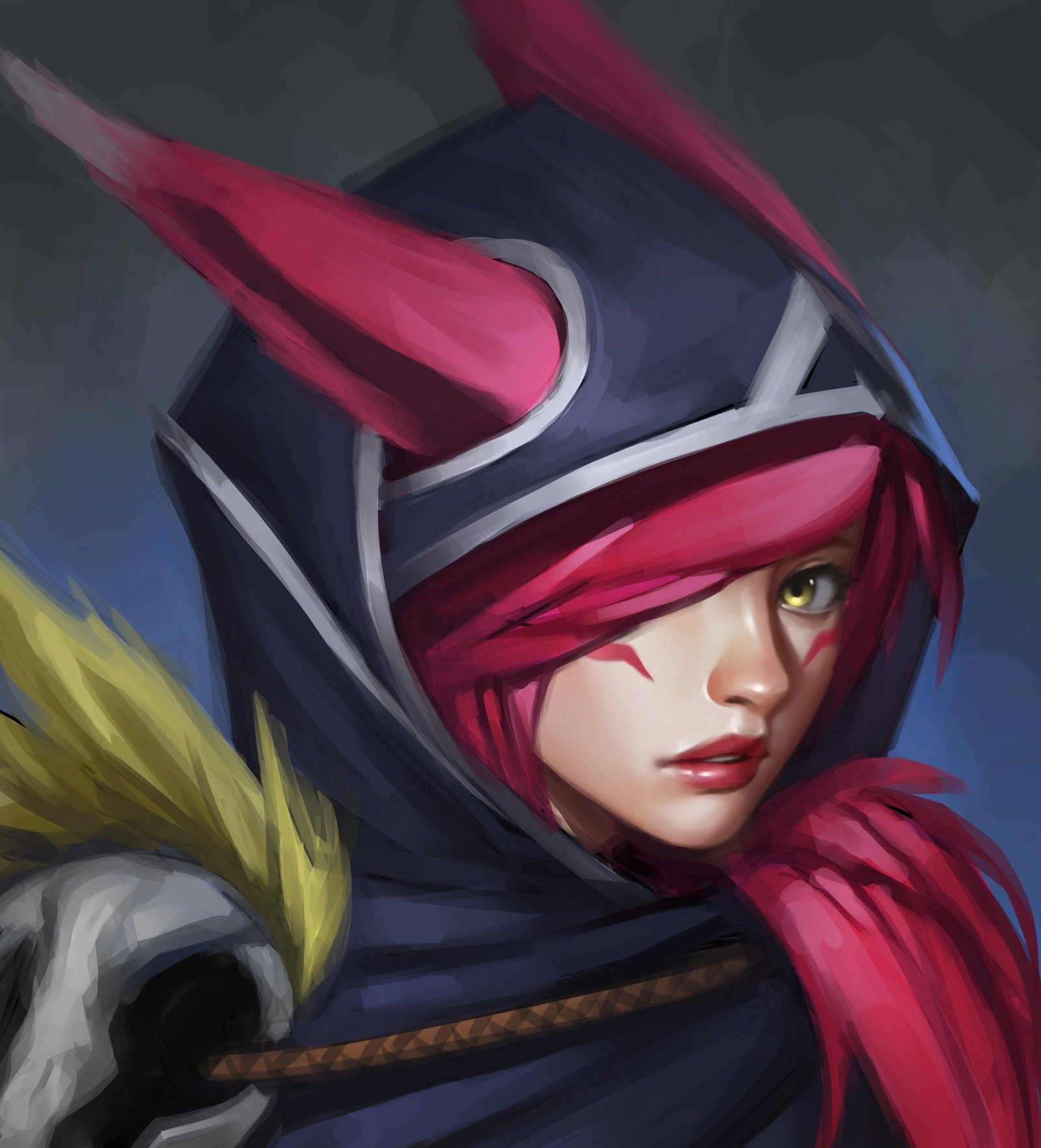 Xayah Portrait by wnsdud34 HD Wallpaper Fan Art Artwork League of Legends lol