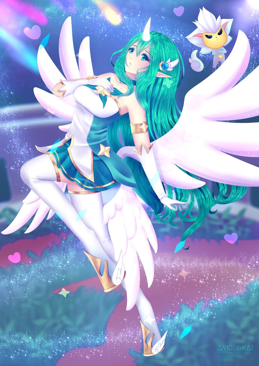 Star Guardian Soraka by Ayiori-Kai HD Wallpaper Background Fan Art Artwork League of Legends lol