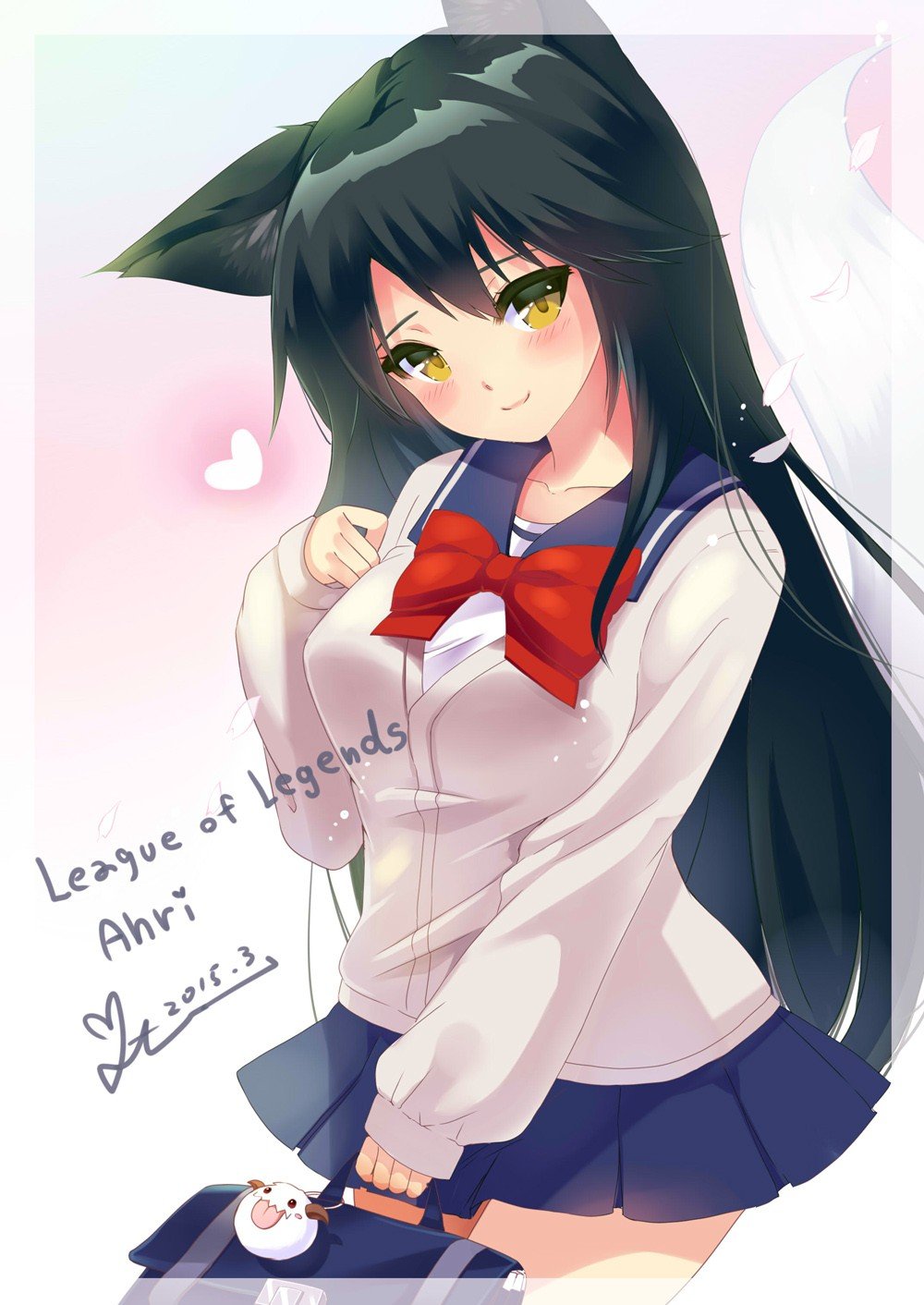 School Girl Ahri by YaA (4) League of Legends Artwork Wallpaper lol