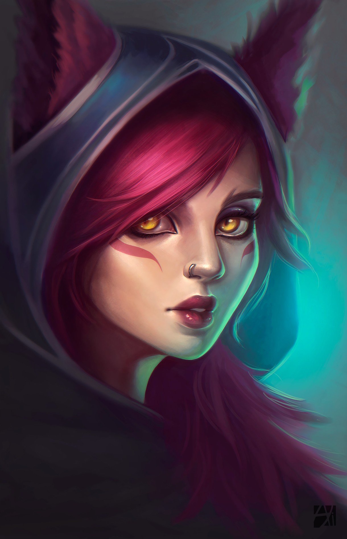 Xayah by alex-line HD Wallpaper Background Fan Art Artwork League of Legends lol