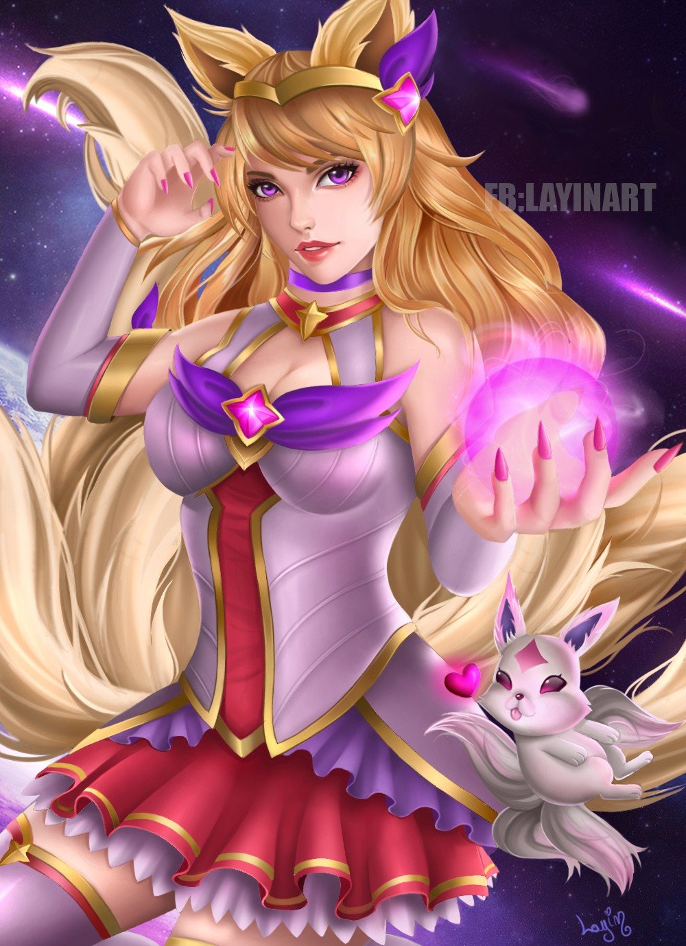 Star Guardian Ahri by LayinArt HD Wallpaper Background Fan Art Artwork League of Legends lol