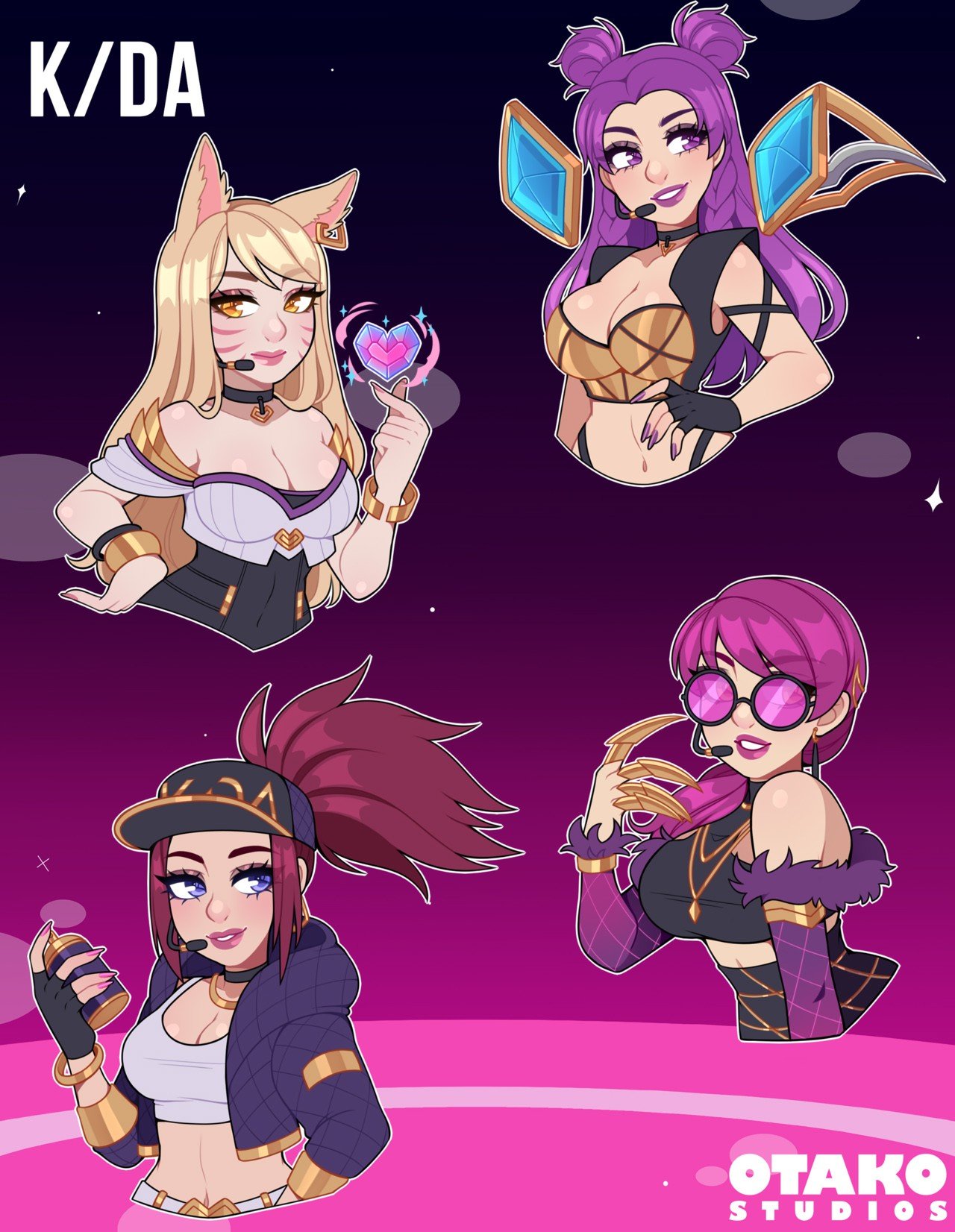 K/DA Akali by OtakoStudio HD Wallpaper Background Fan Art Artwork League of Legends lol