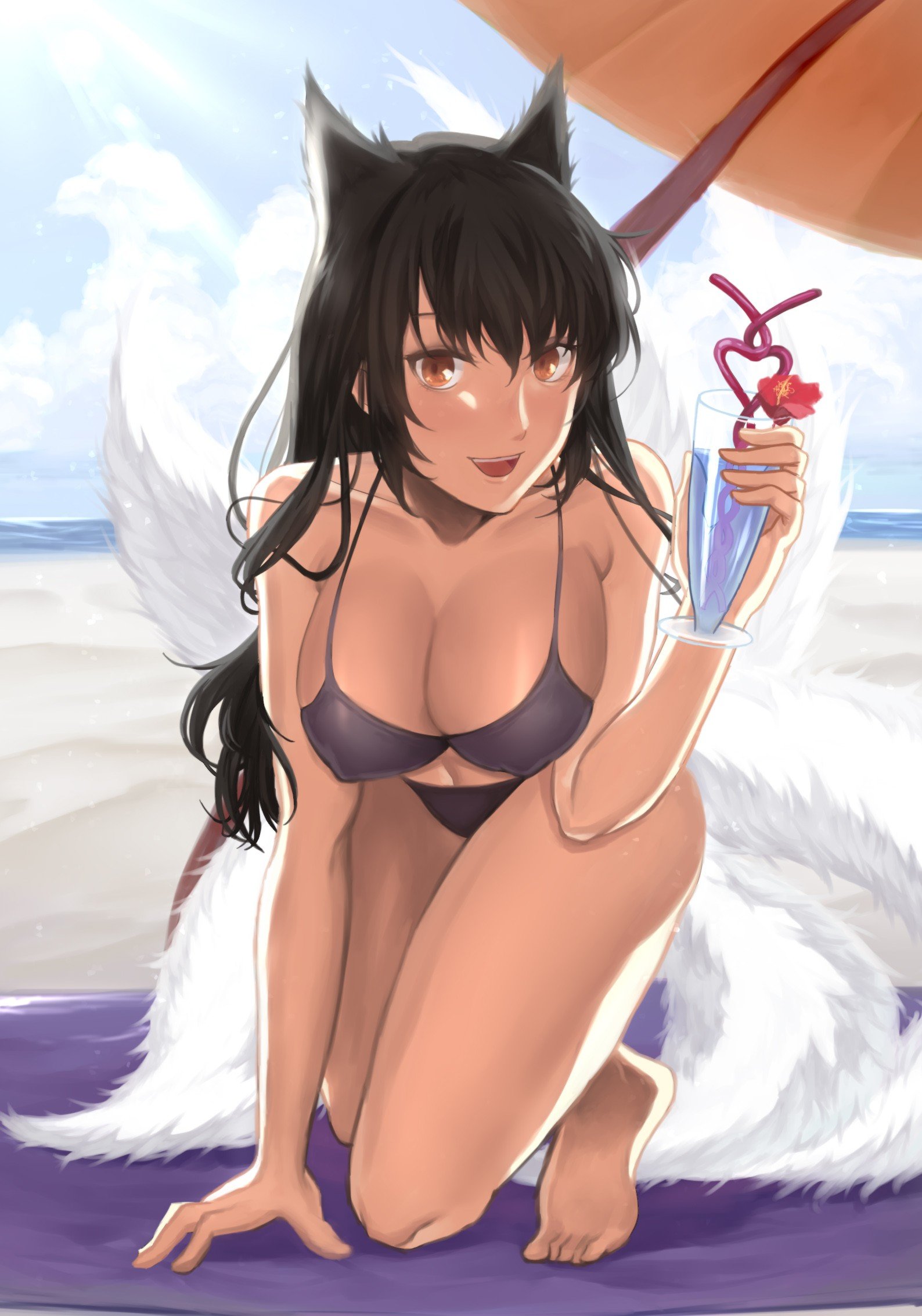 Pool Party Ahri by うぇる HD Wallpaper Background Fan Art Artwork League of Legends lol