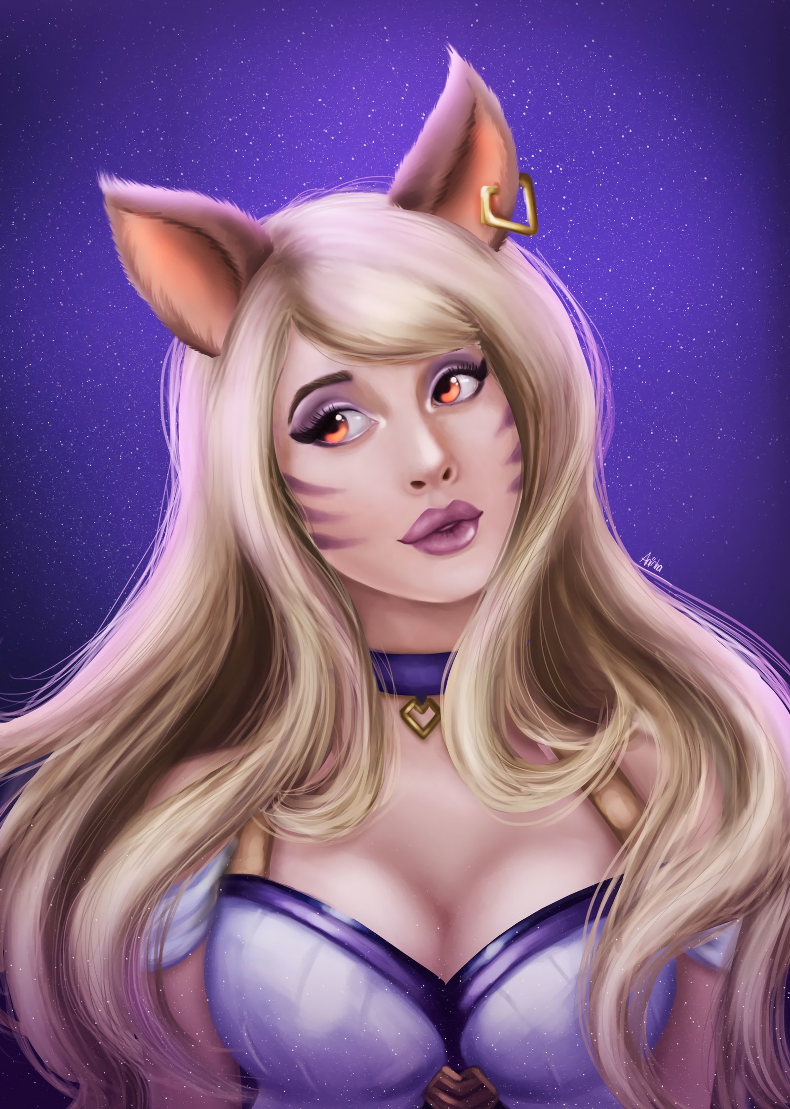 K/DA Ahri by Ana Cordeiro HD Wallpaper Background Fan Art Artwork League of Legends lol