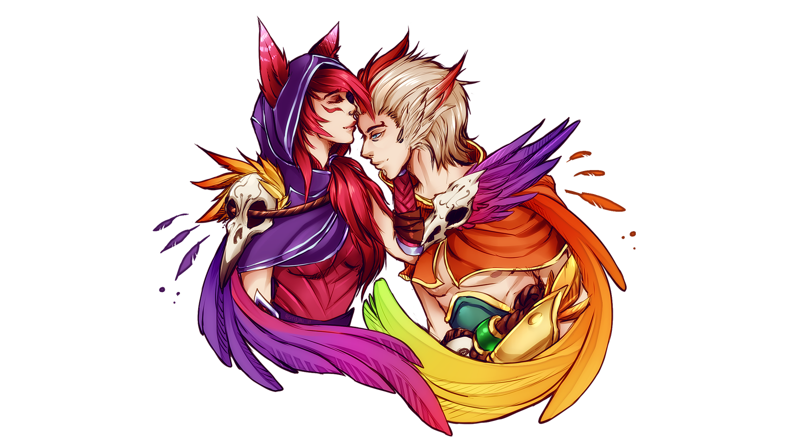 Xayah & Rakan by Twigileia HD Wallpaper Fan Art Artwork League of Legends lol