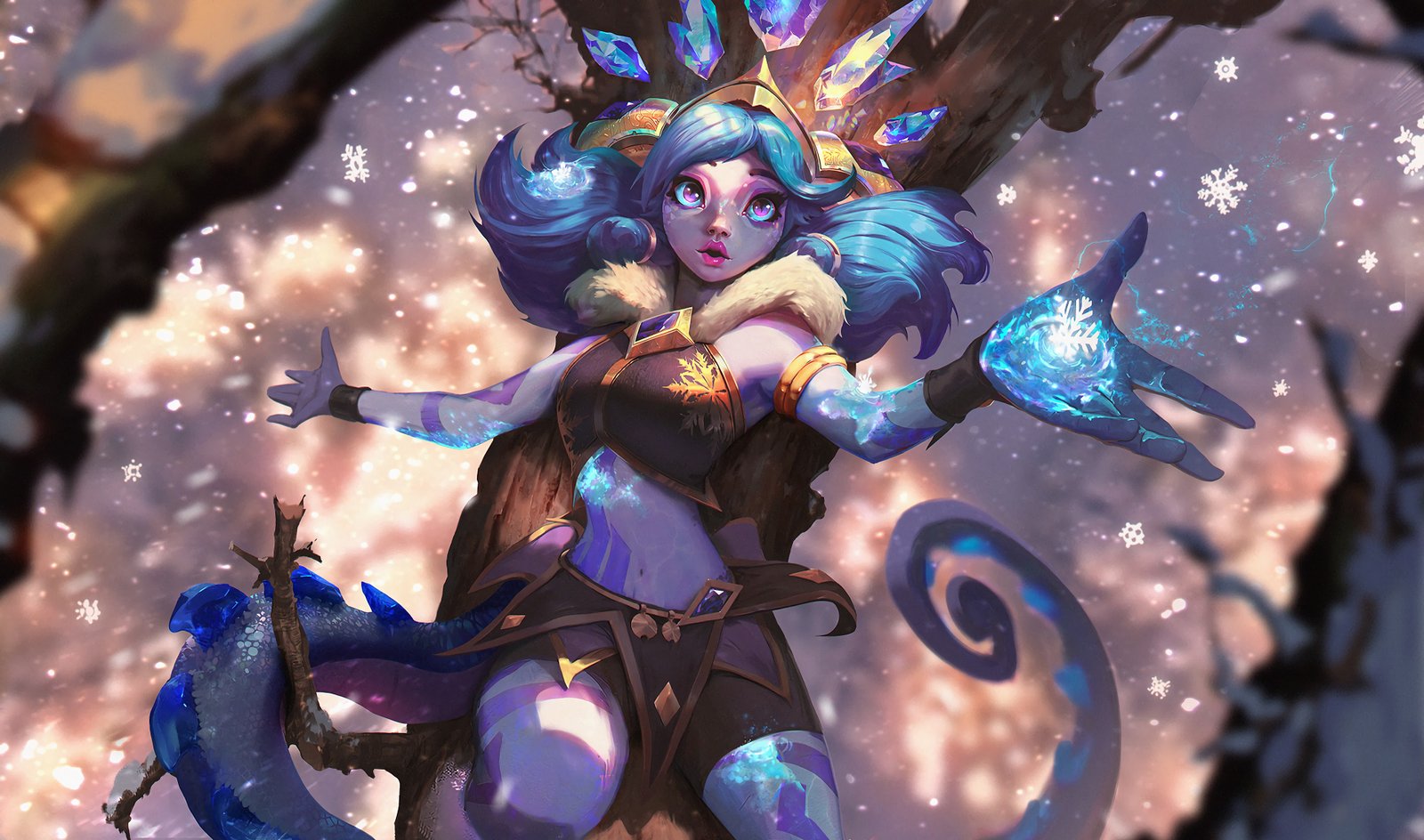 Winter Wonderland Neeko Splash Art HD 4k Wallpaper Background Official Art Artwork League of Legends lol