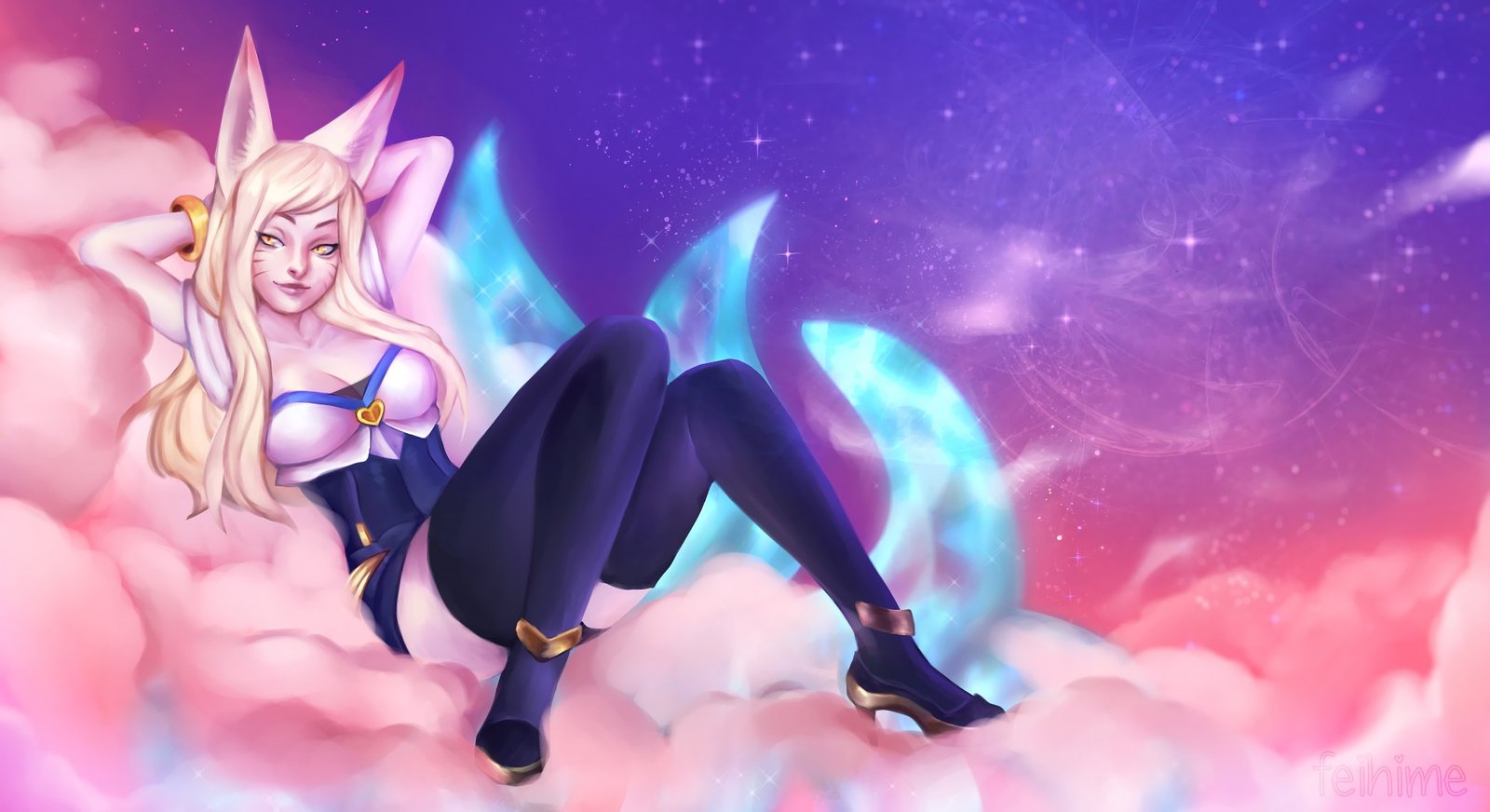 K/DA Ahri by Lina K HD Wallpaper Background Fan Art Artwork League of Legends lol