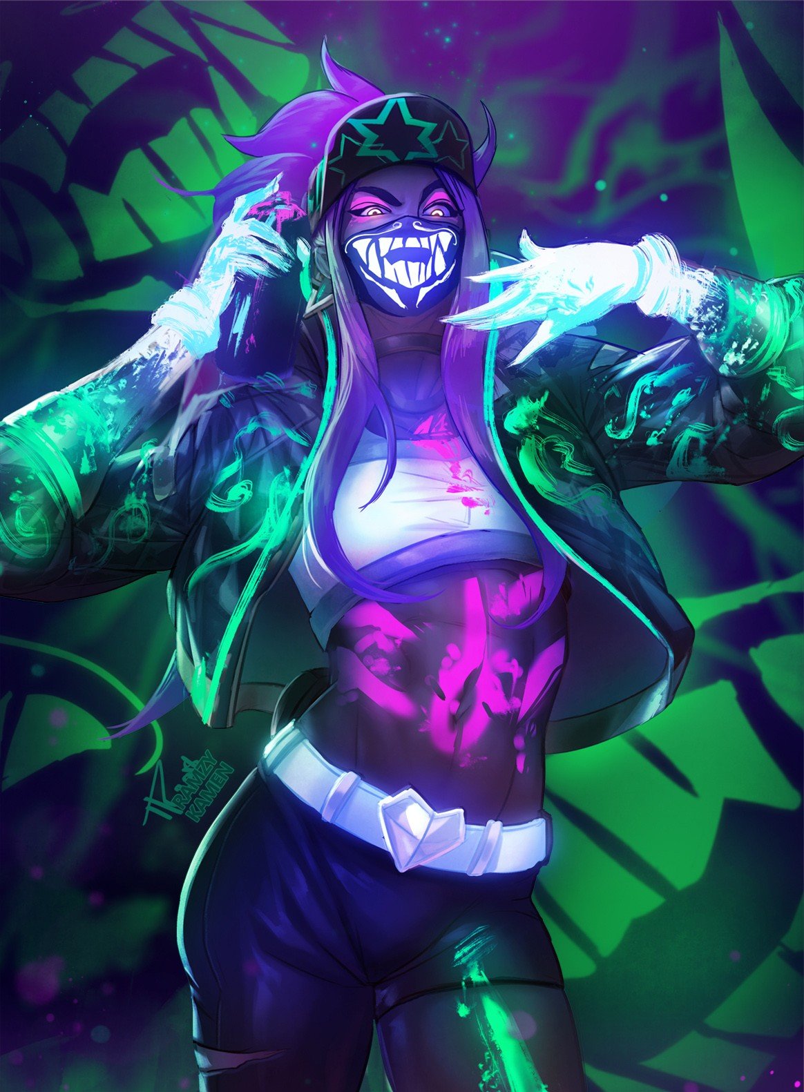 K/DA Akali by Ramzy Kamen (2) HD Wallpaper Background Fan Art Artwork League of Legends lol