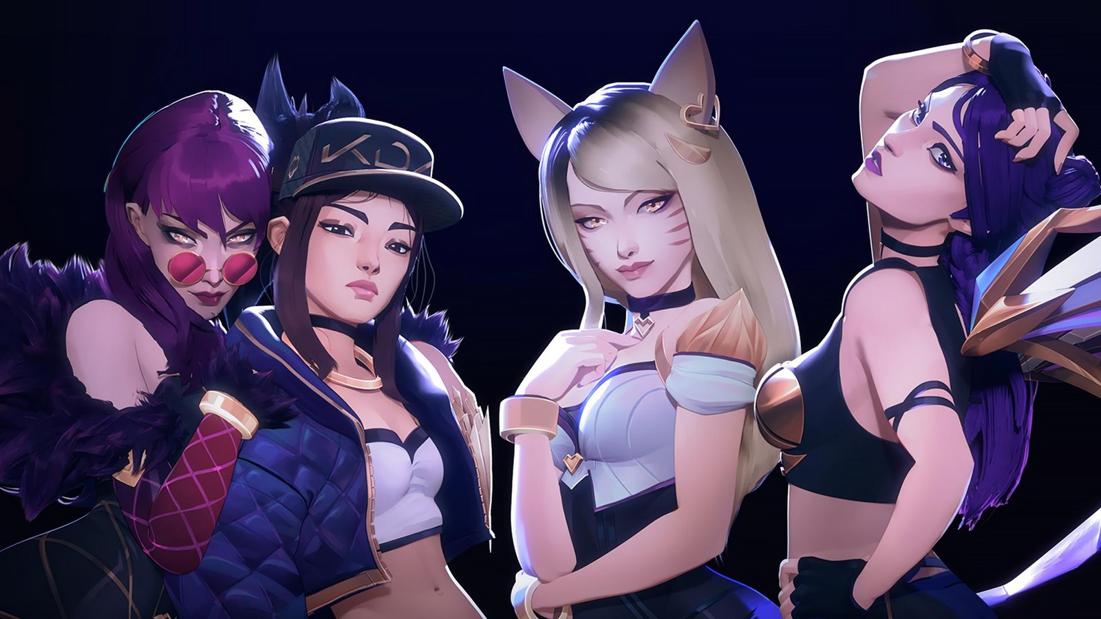 K/DA Evelynn, Ahri, Kai'Sa & Akali HD Wallpaper Background Official Art Artwork League of Legends lol