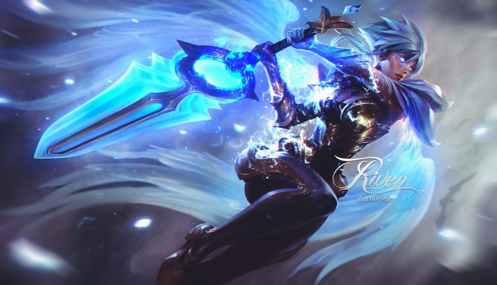 Dawnbringer Riven by Departedd HD Wallpaper Background Fan Art Artwork League of Legends lol