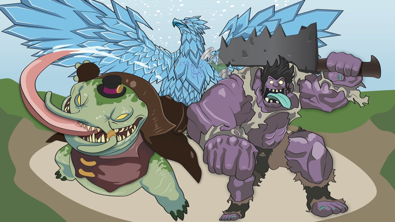 Dr. Mundo, Tahm Kench & Anivia by Draber-Bien HD Wallpaper Fan Art Artwork League of Legends lol