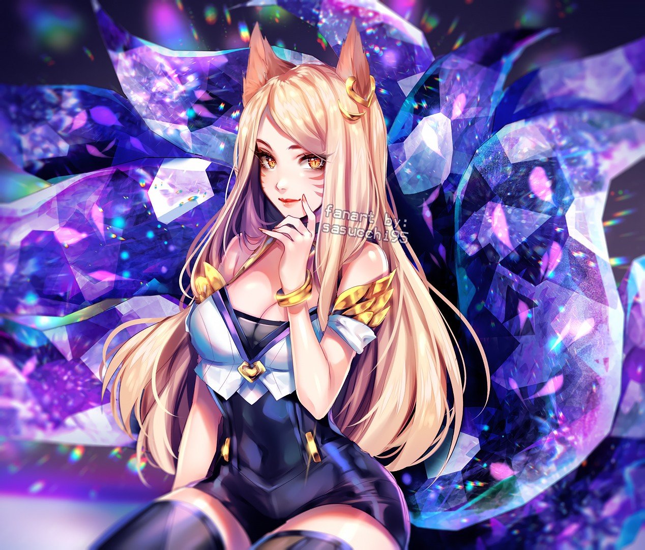 K/DA Ahri by sasucchi95 HD Wallpaper Background Fan Art Artwork League of Legends lol