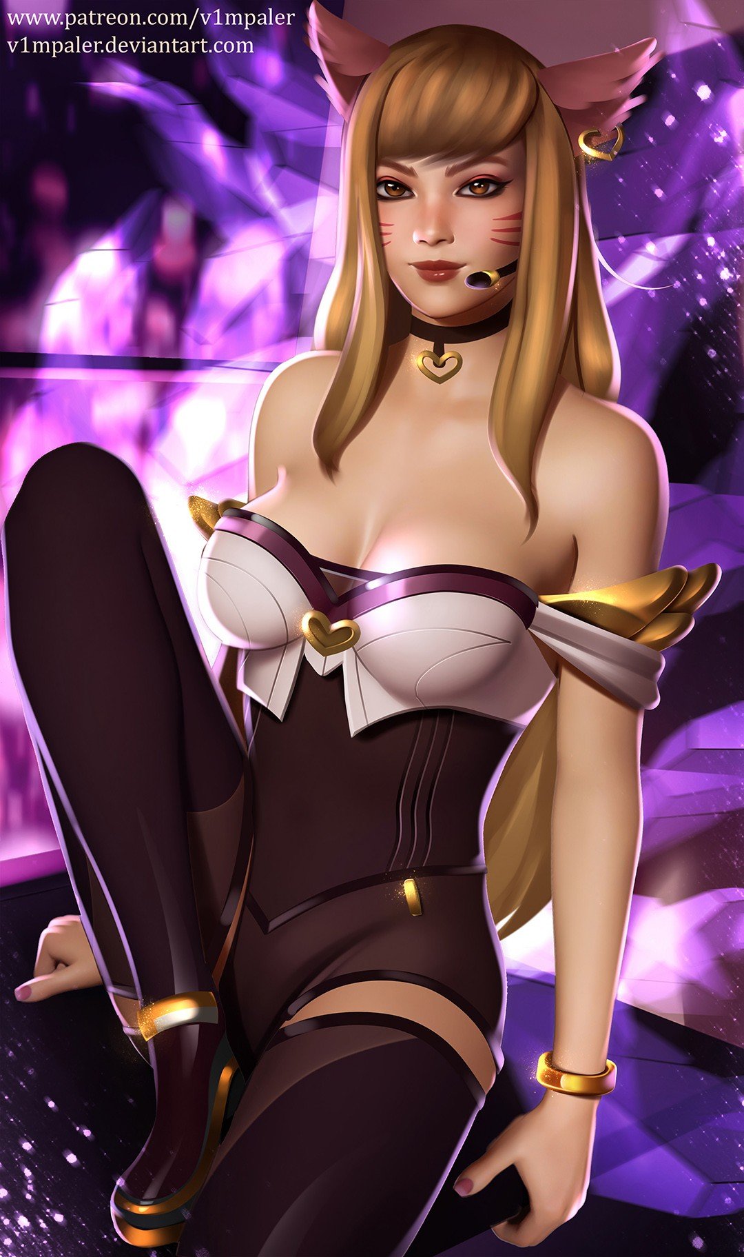 K/DA Ahri by v1mpaler HD Wallpaper Background Fan Art Artwork League of Legends lol