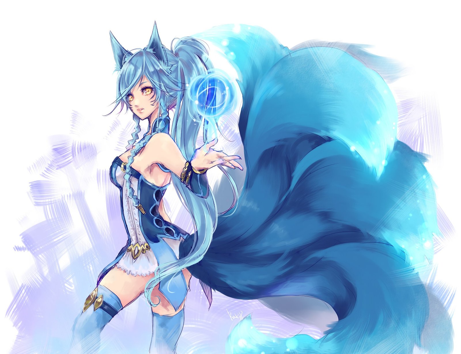 3. Ahri and girl with blue hair - DeviantArt - wide 1