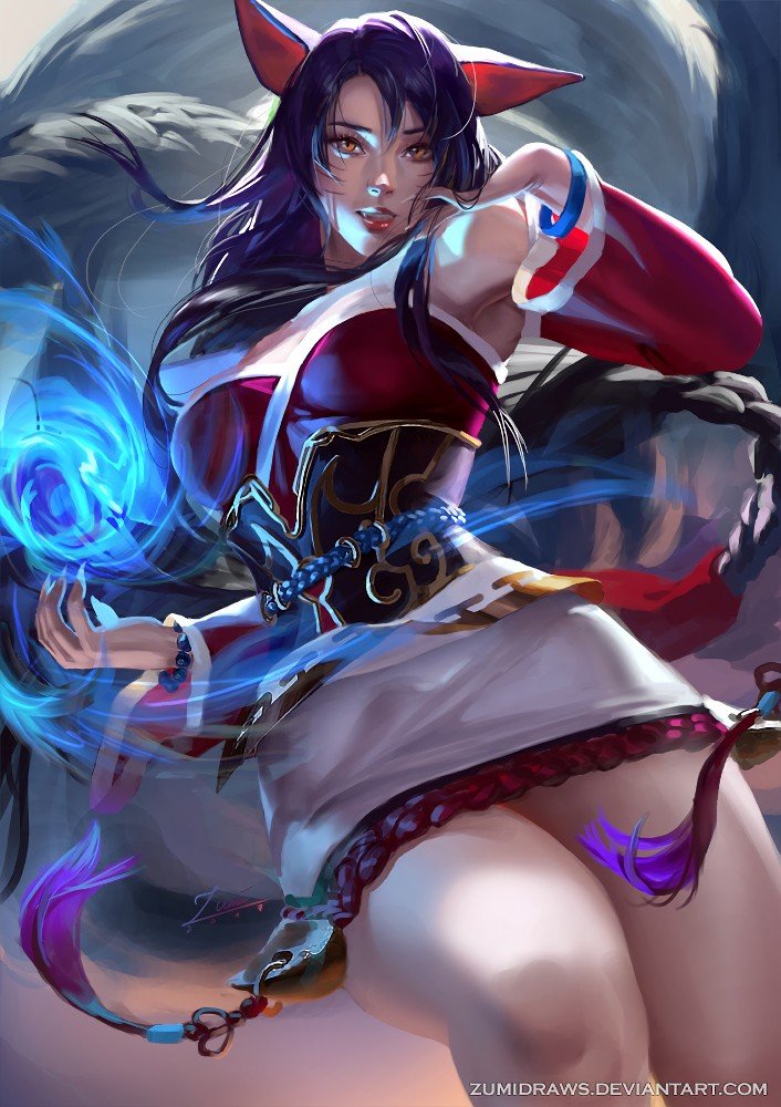 Ahri by zumidraws HD Wallpaper Background Fan Art Artwork League of Legends lol