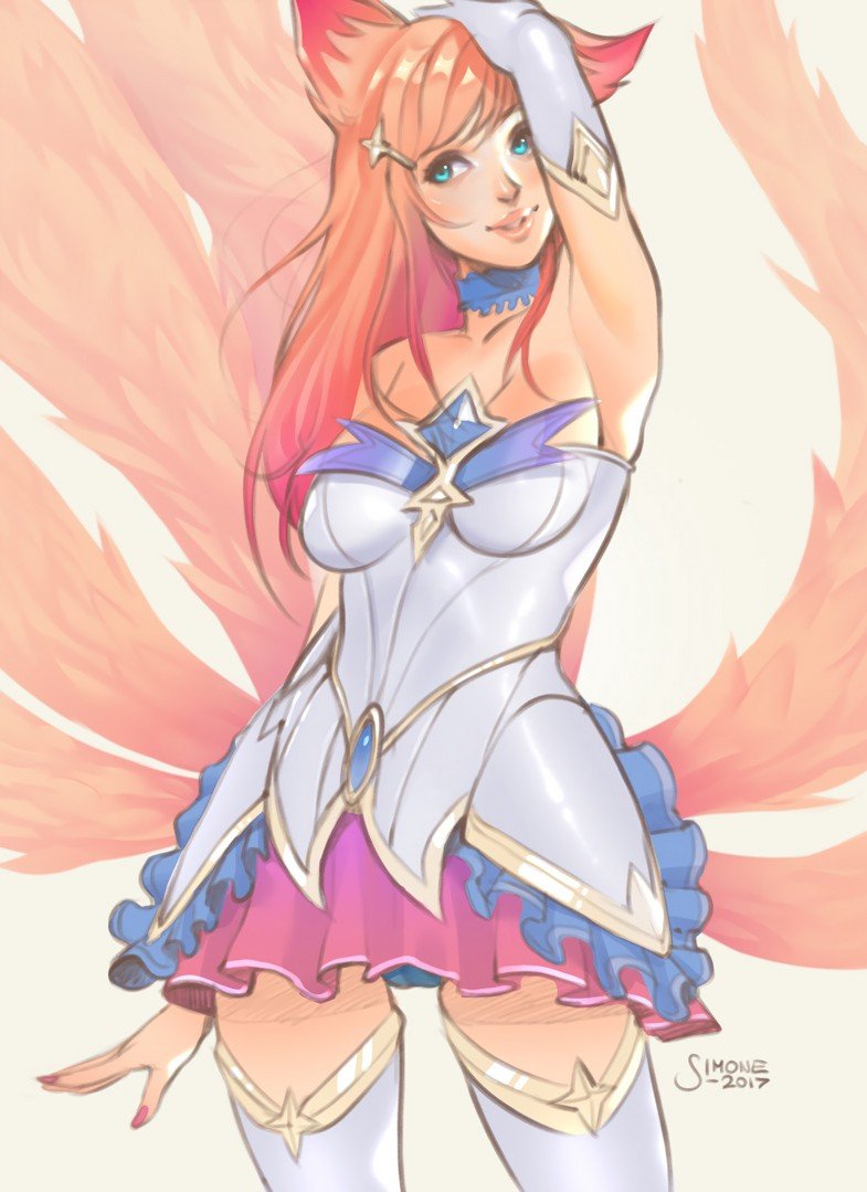 Star Guardian Ahri by simoneferriero HD Wallpaper Background Fan Art Artwork League of Legends lol