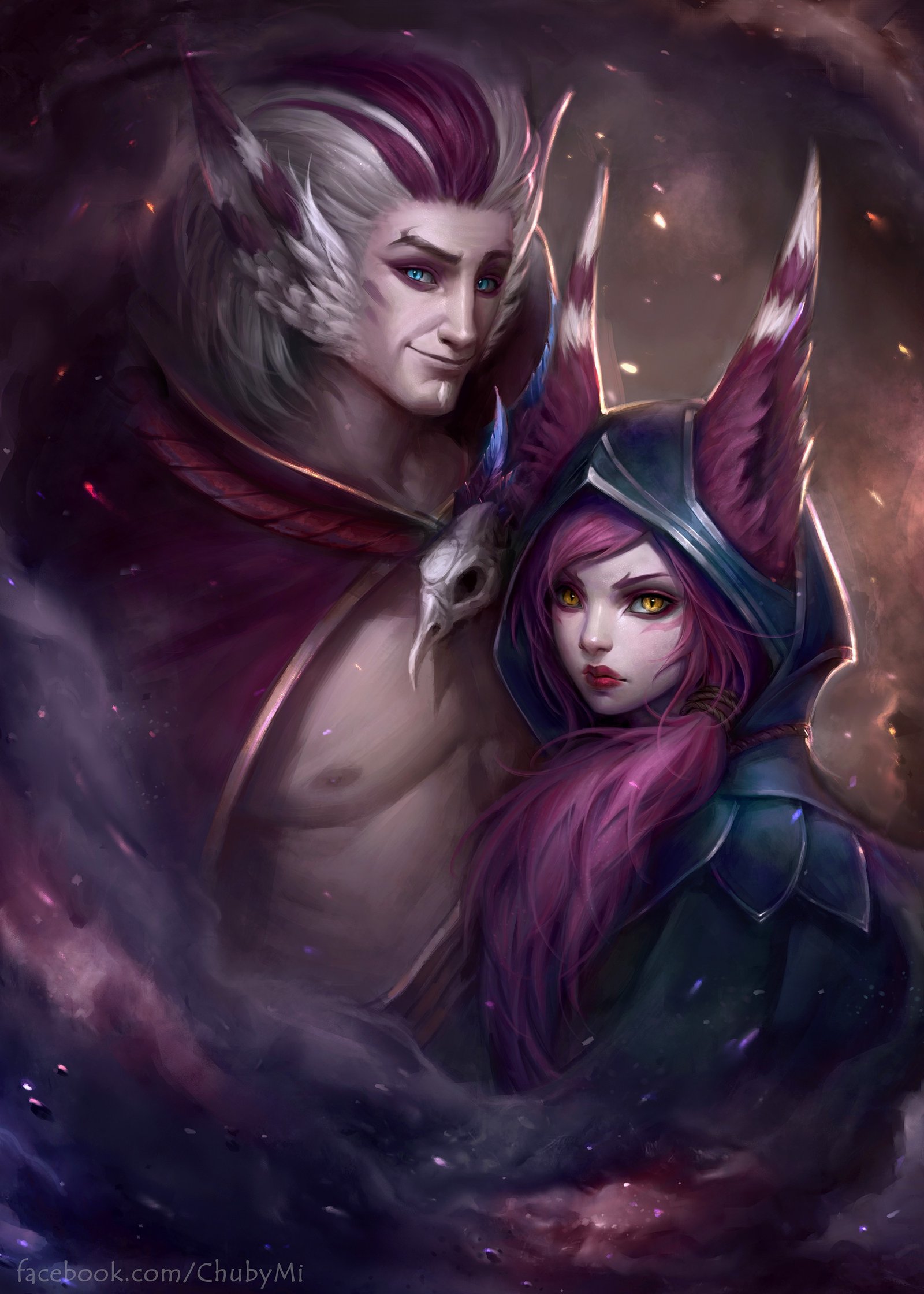 Xayah & Rakan by ChubyMi HD Wallpaper Fan Art Artwork League of Legends lol