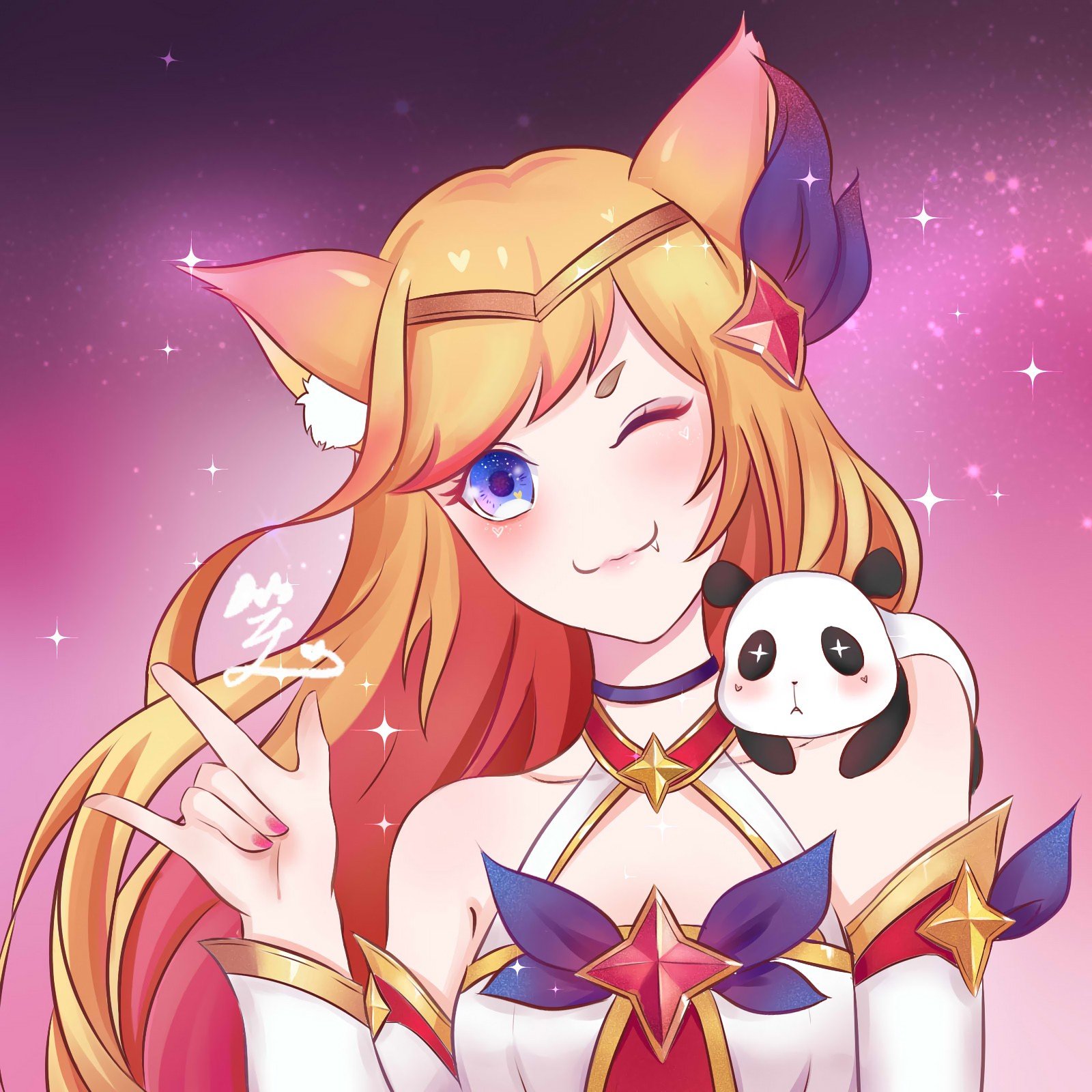 Star Guardian Ahri by 一笑笔间有麒麟 (2) HD Wallpaper Background Fan Art Artwork League of Legends lol