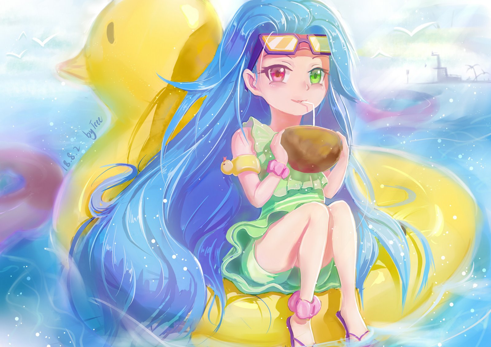 Pool Party Zoe by Tree HD Wallpaper Background Fan Art Artwork League of Legends lol