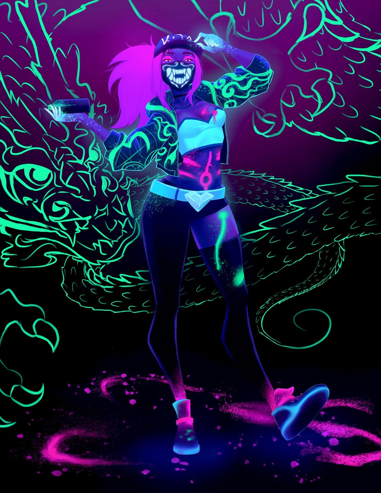 K/DA Akali by blondie-with-glasses HD Wallpaper Background Fan Art Artwork League of Legends lol