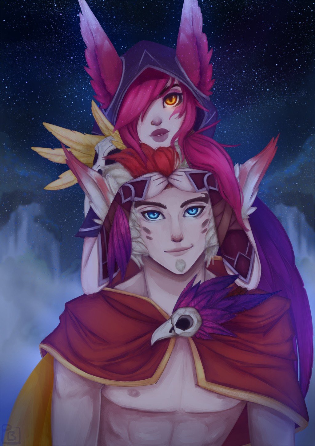 Xayah & Rakan by A-Psycho-Banana HD Wallpaper Fan Art Artwork League of Legends lol