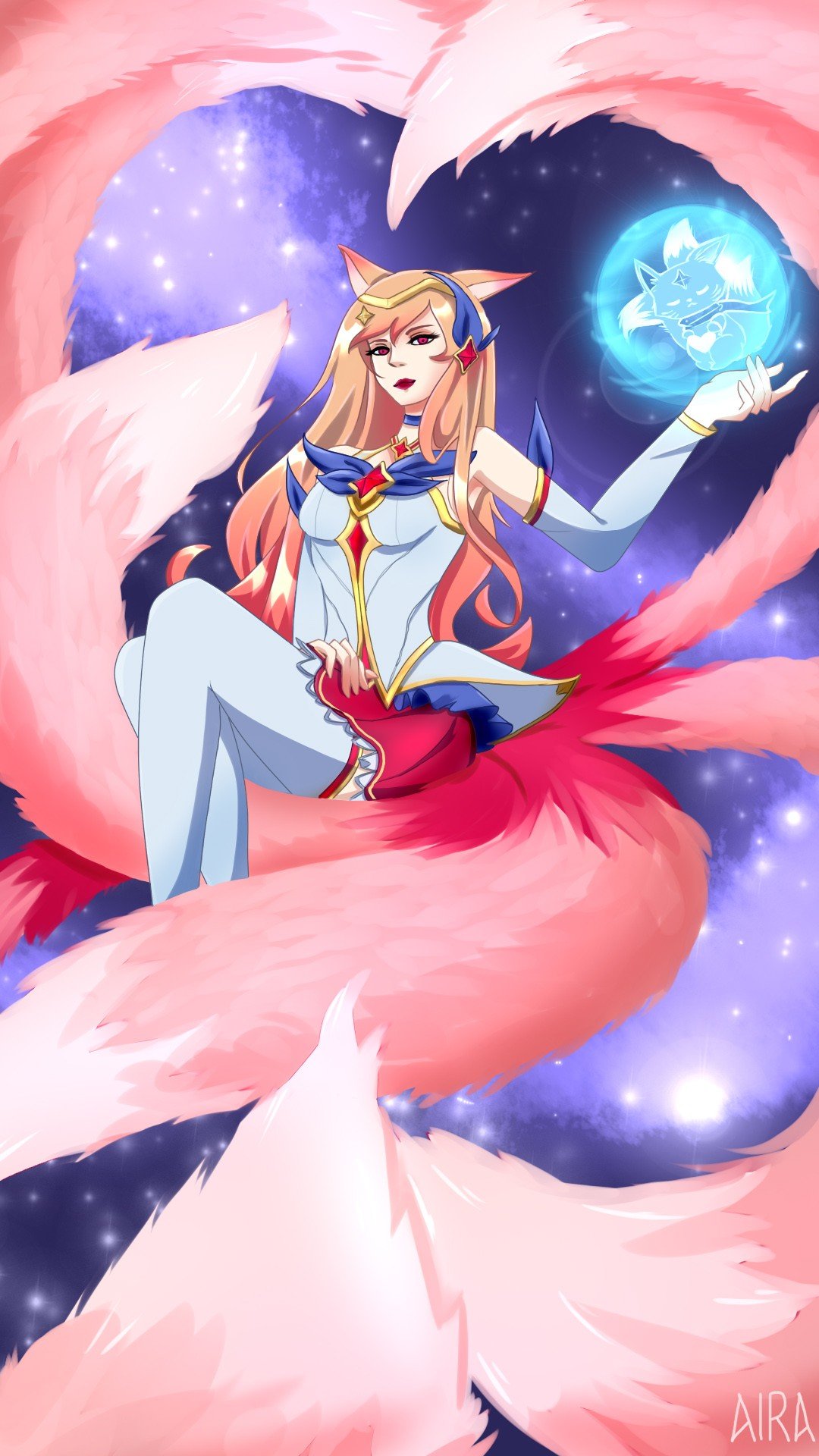 Star Guardian Ahri by PsychoPathie HD Wallpaper Background Fan Art Artwork League of Legends lol