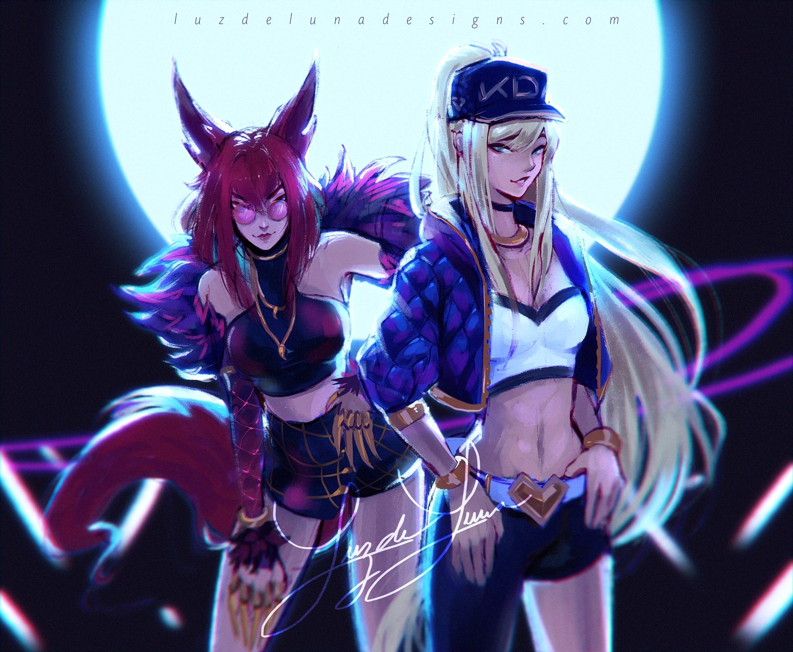 K/DA Ahri & Evelynn by AliceWisdom HD Wallpaper Background Fan Art Artwork League of Legends lol