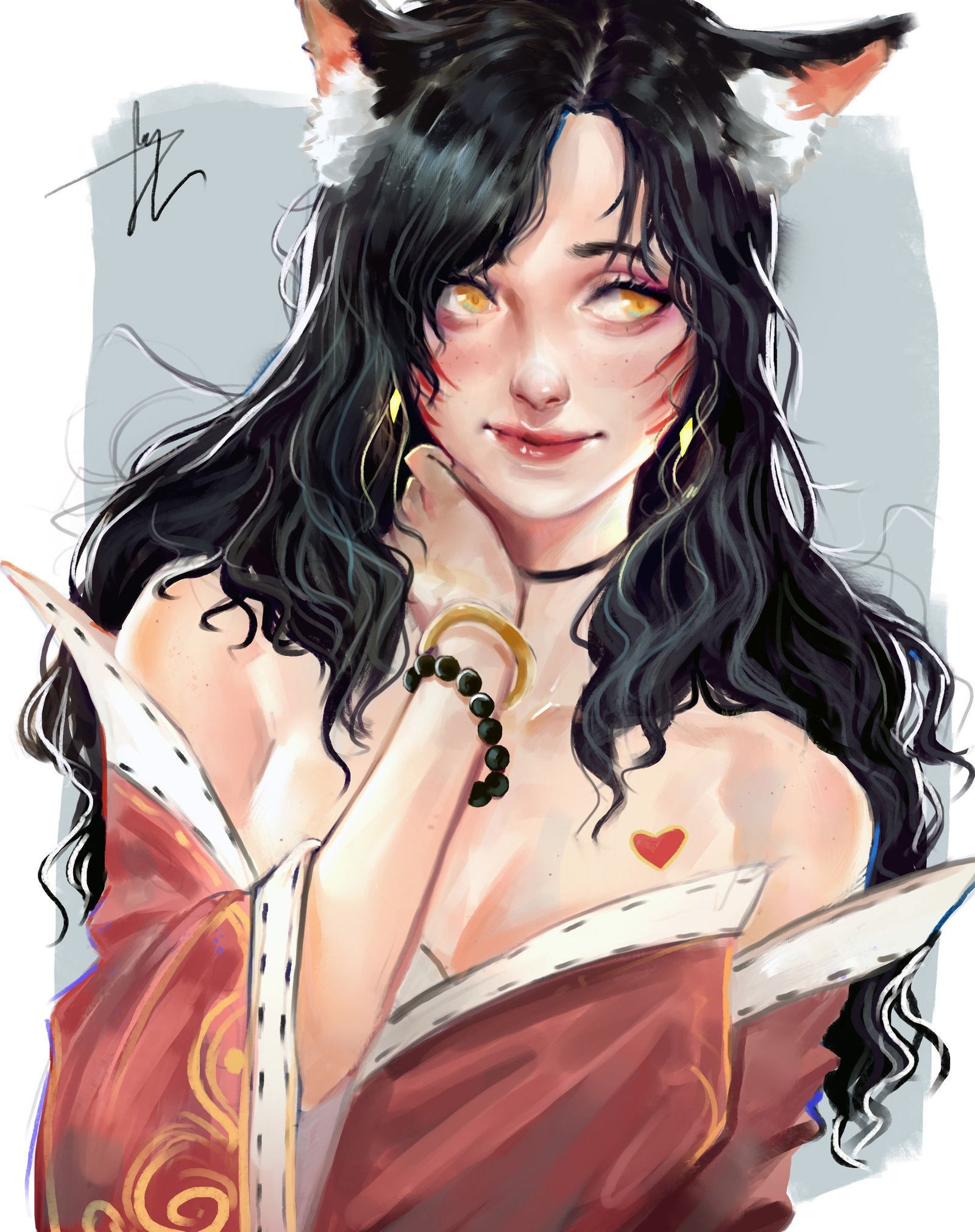 Ahri by Tsukasa Niss HD Wallpaper Background Fan Art Artwork League of Legends lol
