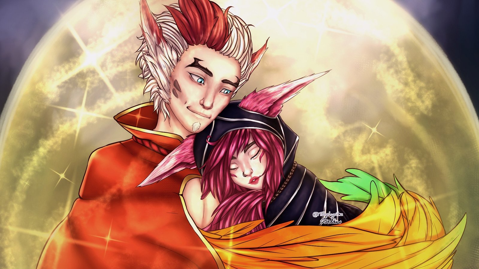 Xayah & Rakan by treplypitz HD Wallpaper Fan Art Artwork League of Legends lol