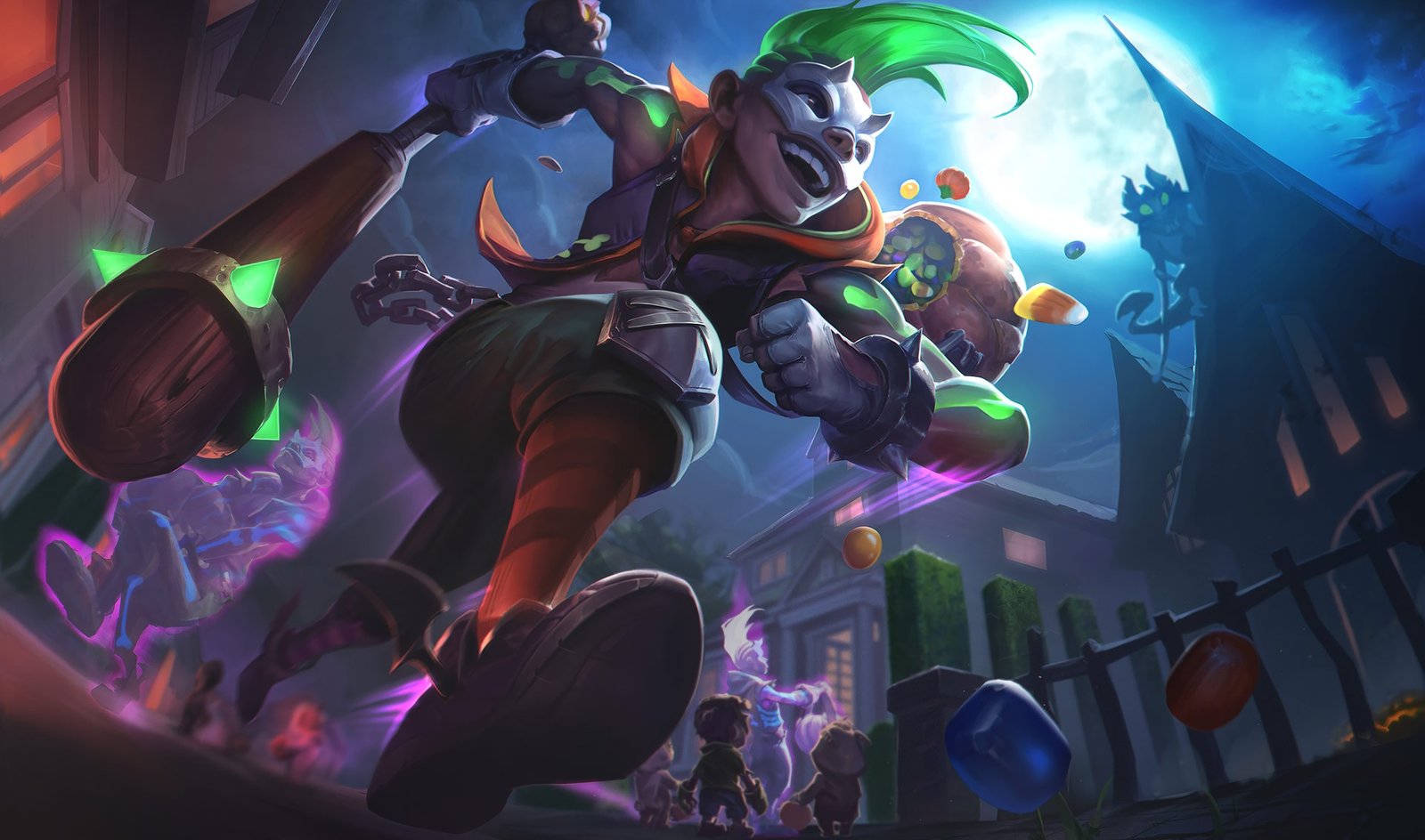 Trick Or Treat Ekko Splash Art HD Wallpaper Background Official Art Artwork League of Legends lol (2)