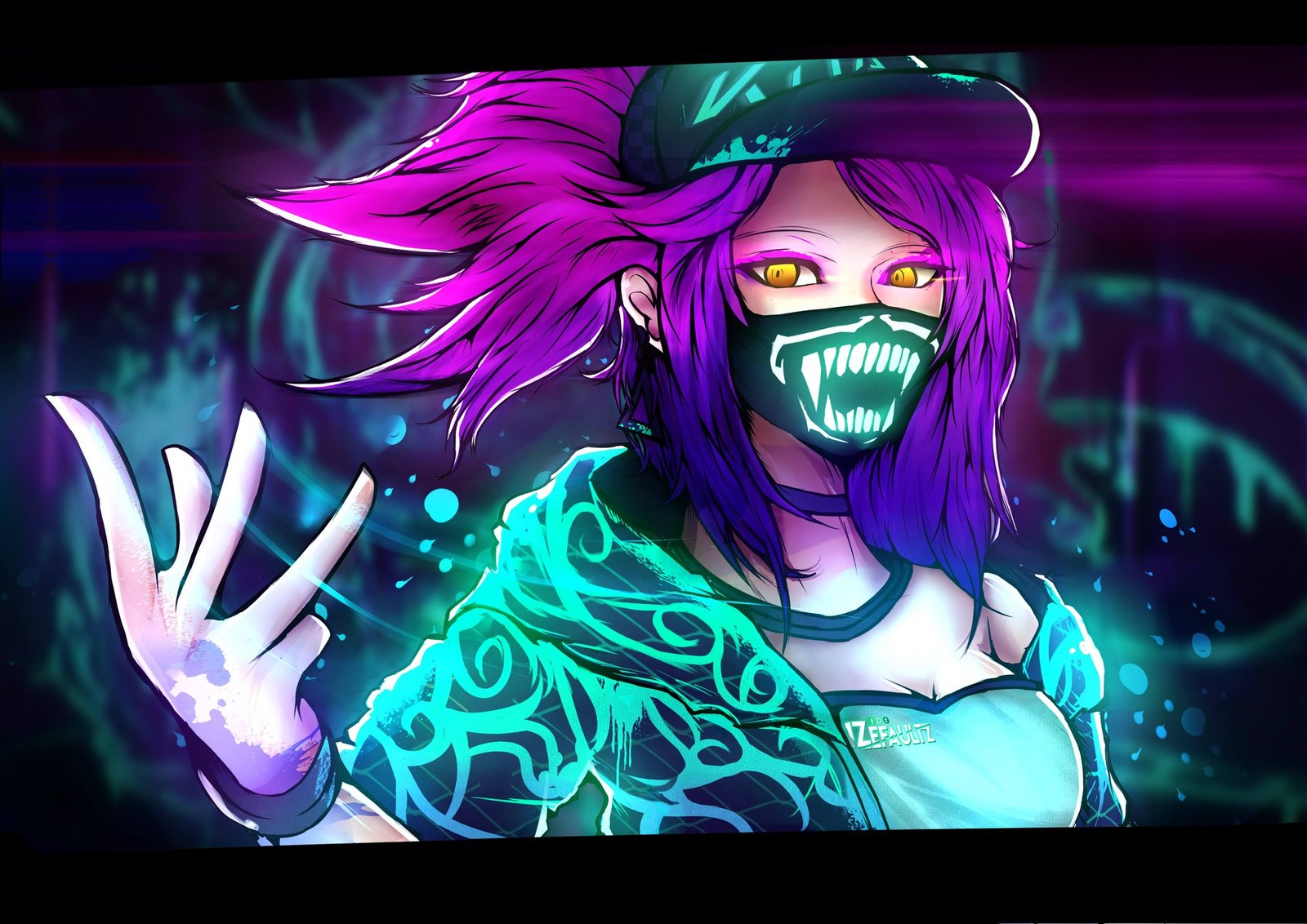 K/DA Akali by Jirapat Sorataworn HD Wallpaper Background Fan Art Artwork League of Legends lol