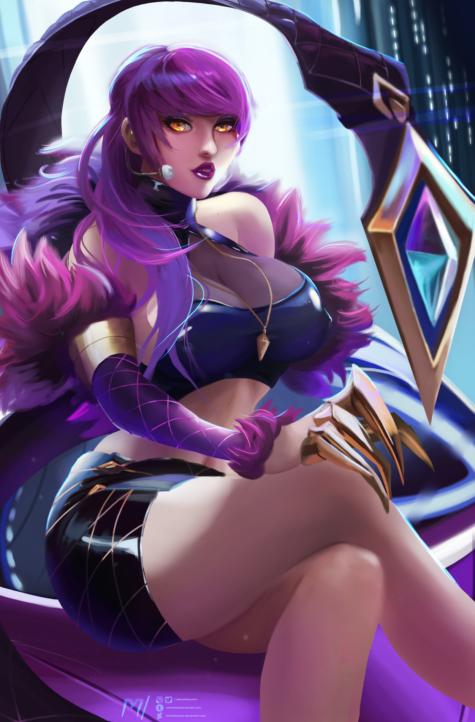 K/DA Evelynn by MiraiHikariArt HD 4k 6k Wallpaper Background Fan Art Artwork League of Legends lol