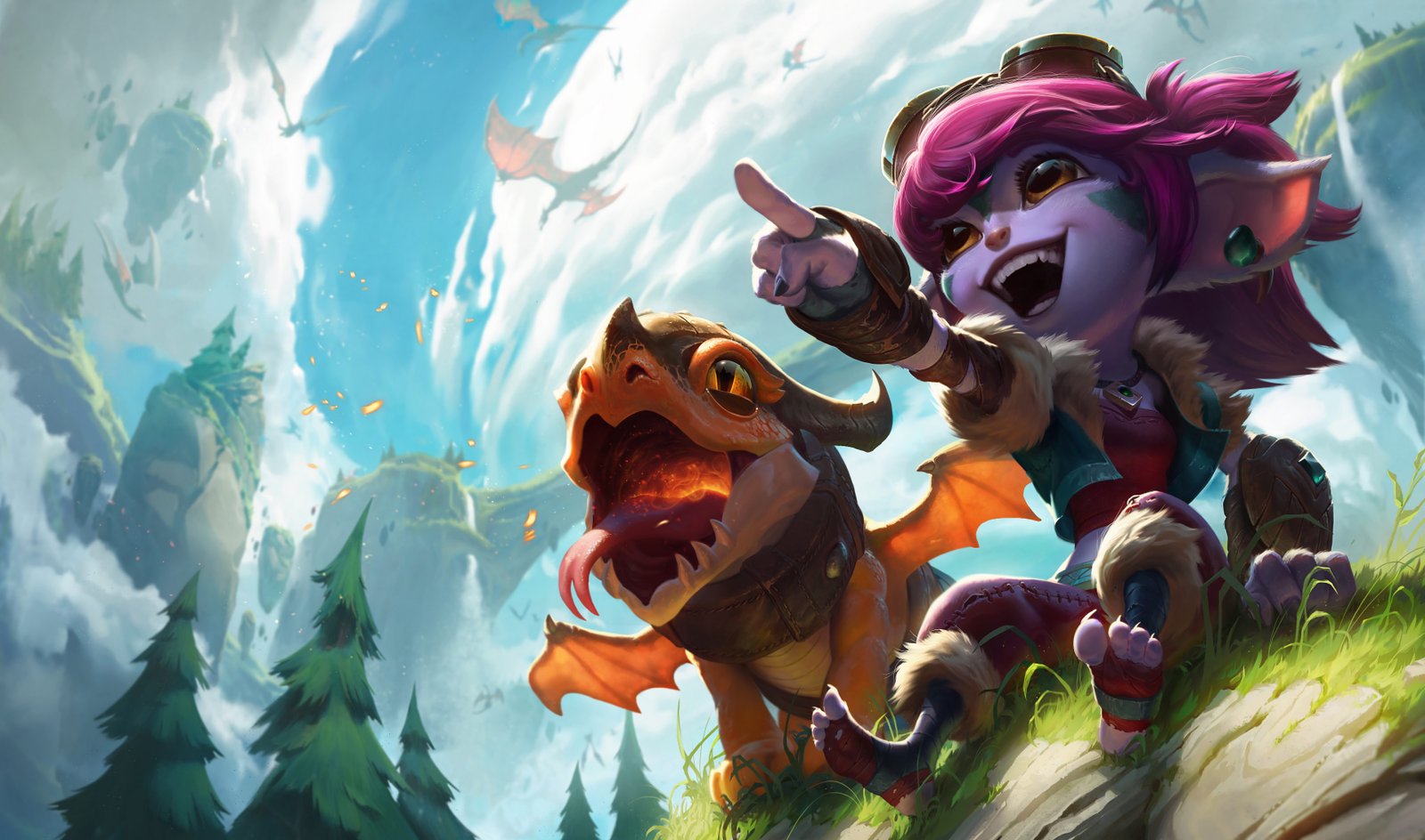 Dragon Trainer Tristana Splash Art HD 4k 6k Wallpaper Background Official Art Artwork League of Legends lol