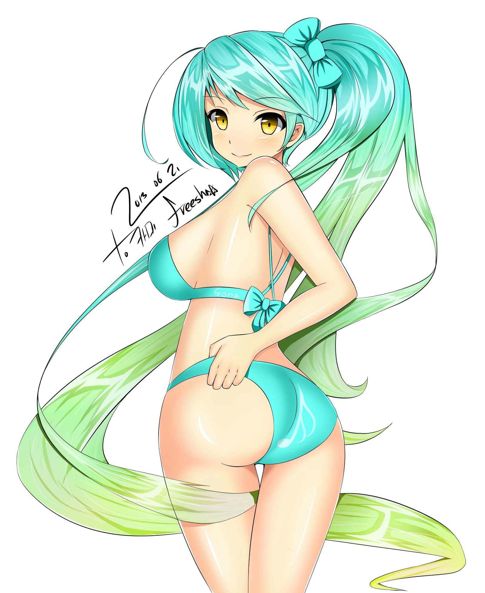 Pool Party Sona by freesha@k (3) HD Wallpaper Fan Art Artwork League of Legends lol