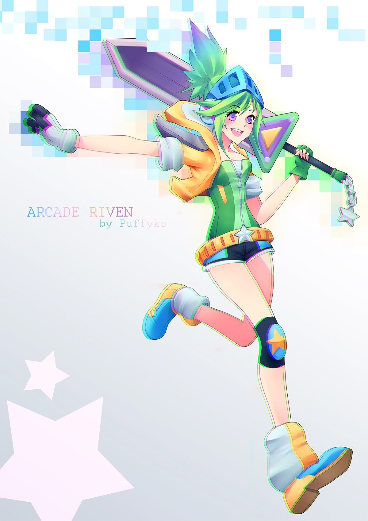 Arcade Riven by Puffyko HD Wallpaper Fan Art Artwork League of Legends lol