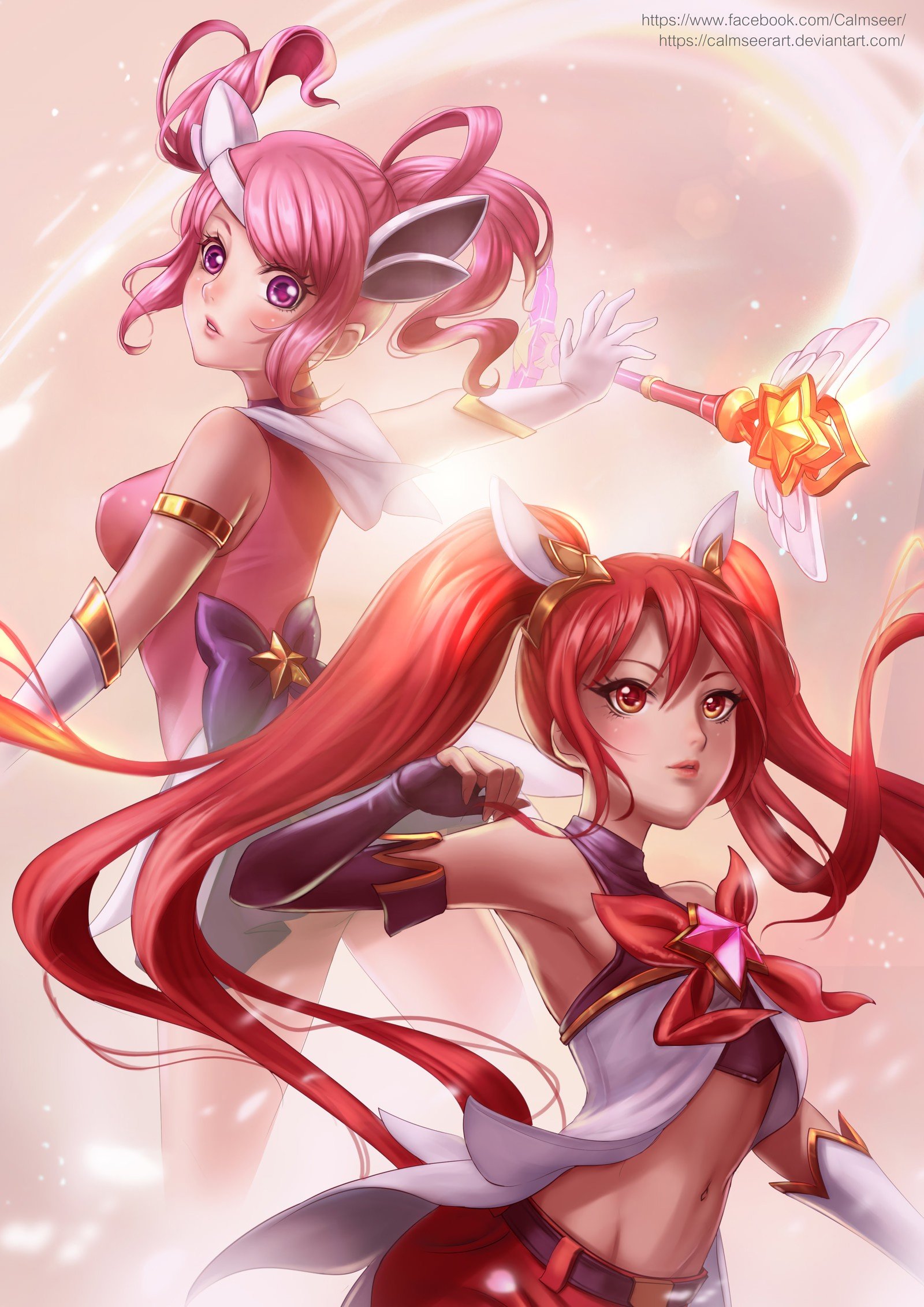 Star Guardian Lux & Jinx by CalmseerArt HD Wallpaper Background Fan Art Artwork League of Legends lol