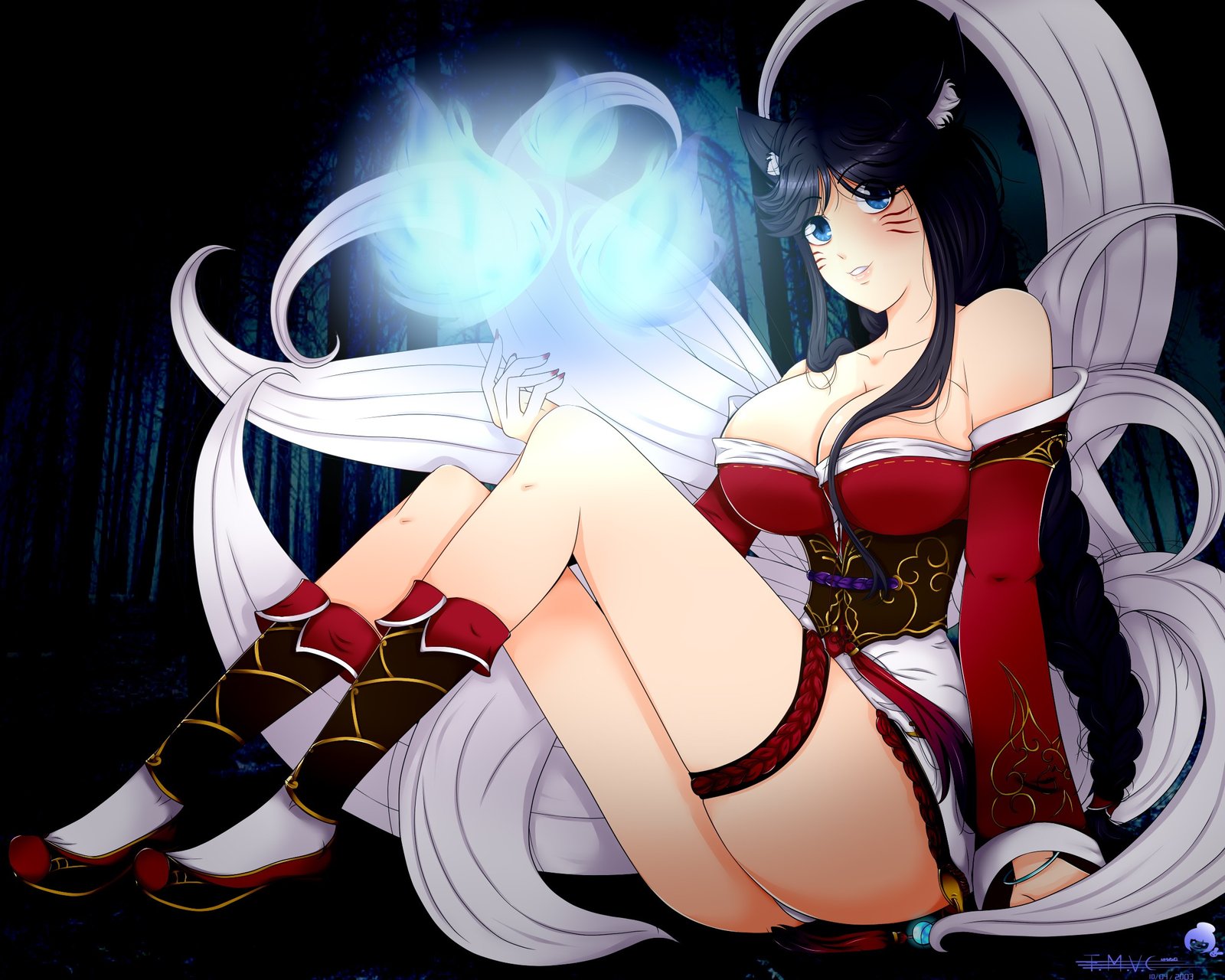 Sexy Ahri by FiviFimi HD Wallpaper Background Fan Art Artwork League of Legends lol