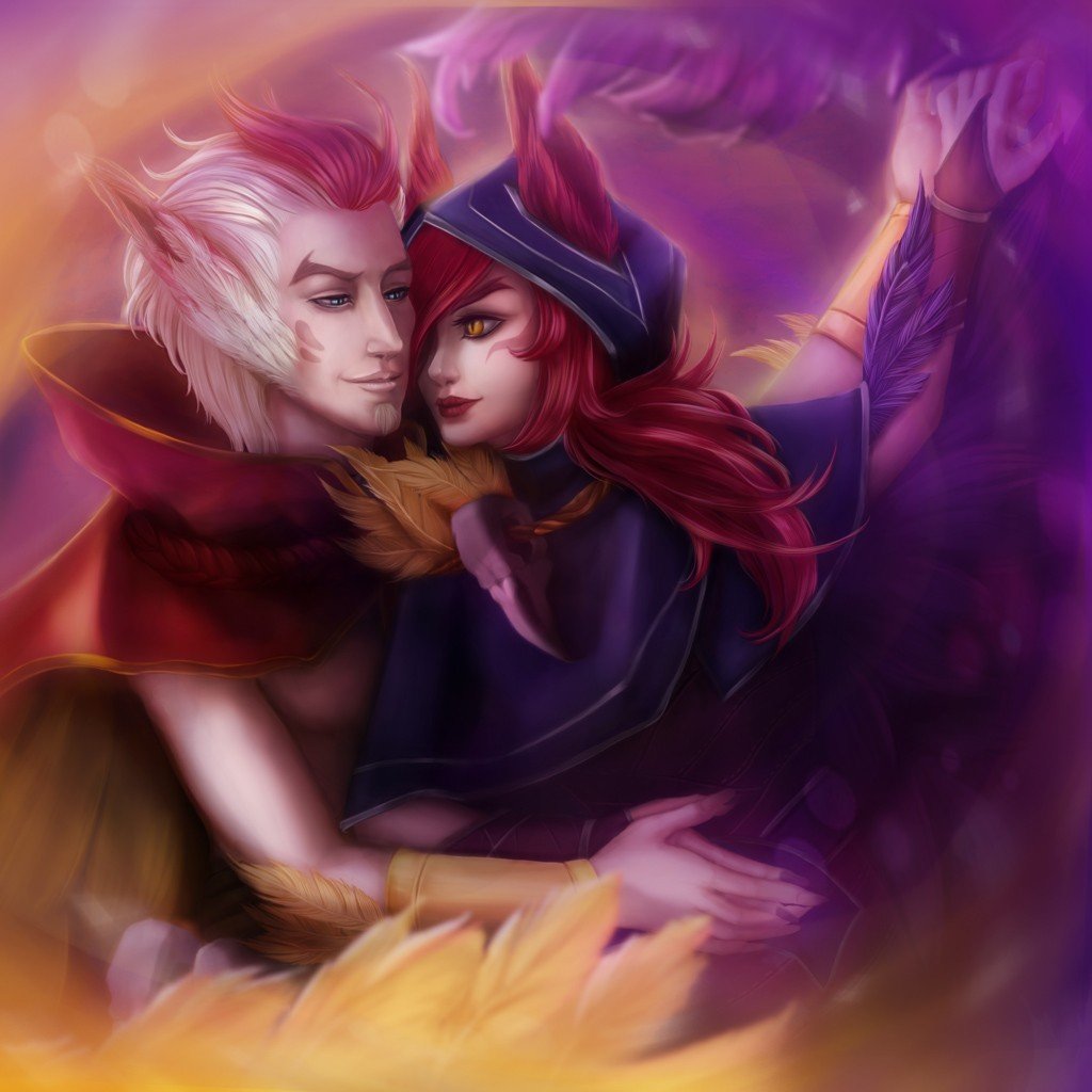 Xayah & Rakan by Eichi-D-Aman HD Wallpaper Fan Art Artwork League of Legends lol