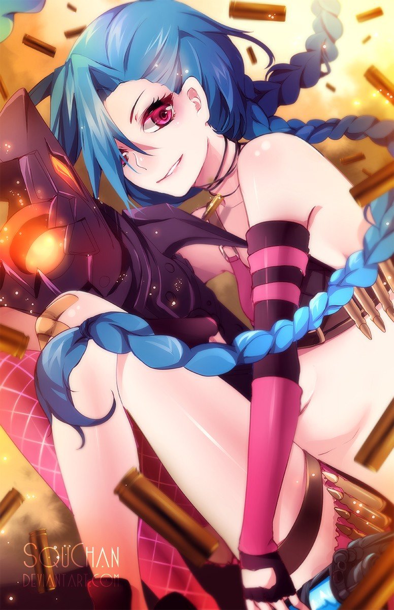 Jinx by SquChan HD Wallpaper Fan Art Artwork League of Legends lol