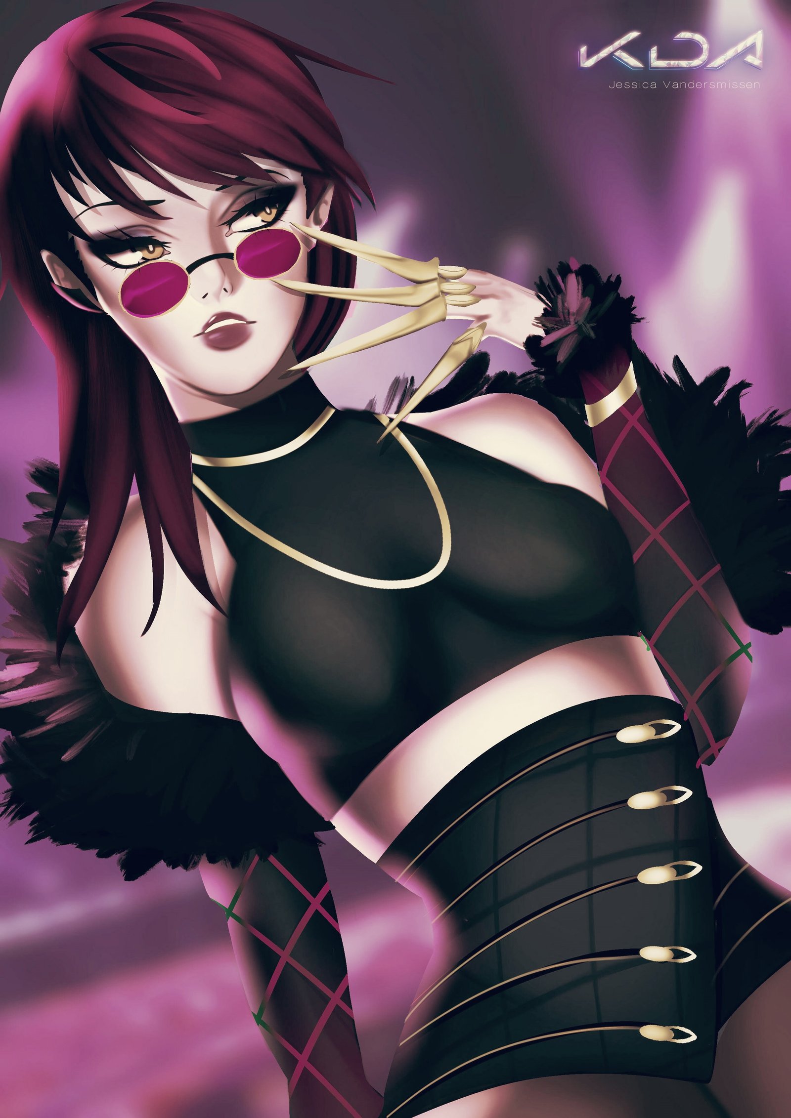 K/DA Evelynn by Xaldeor HD Wallpaper Background Fan Art Artwork League of Legends lol