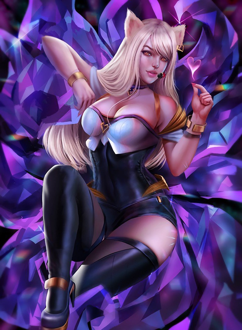 K/DA Ahri by nyankola HD Wallpaper Background Fan Art Artwork League of Legends lol