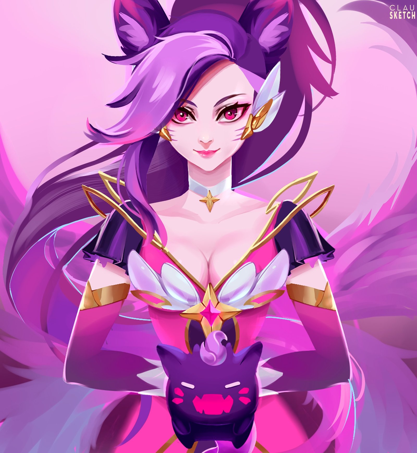 Star Guardian Ahri by clausketch HD Wallpaper Background Fan Art Artwork League of Legends lol