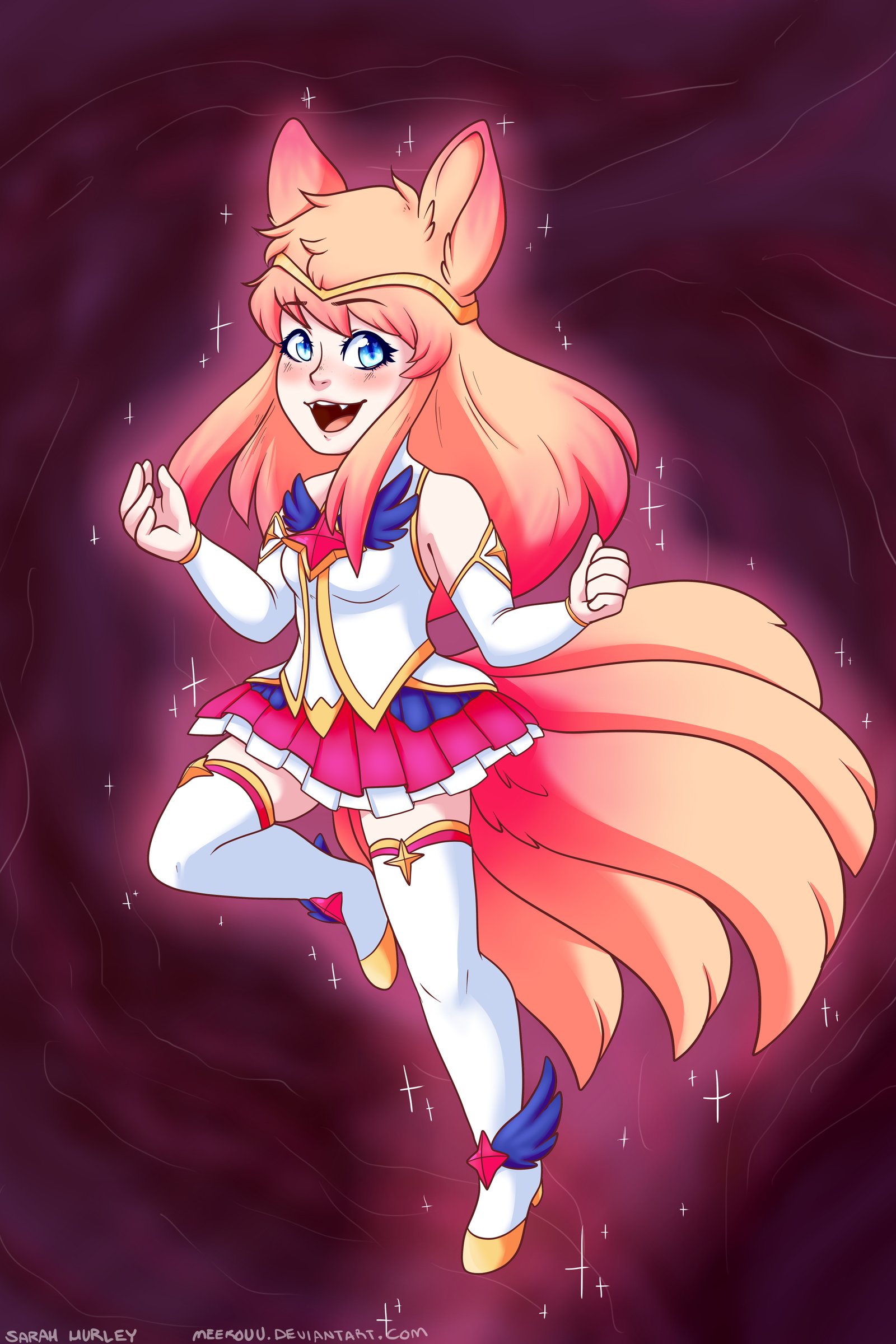 Star Guardian Ahri by meekouu HD Wallpaper Background Fan Art Artwork League of Legends lol