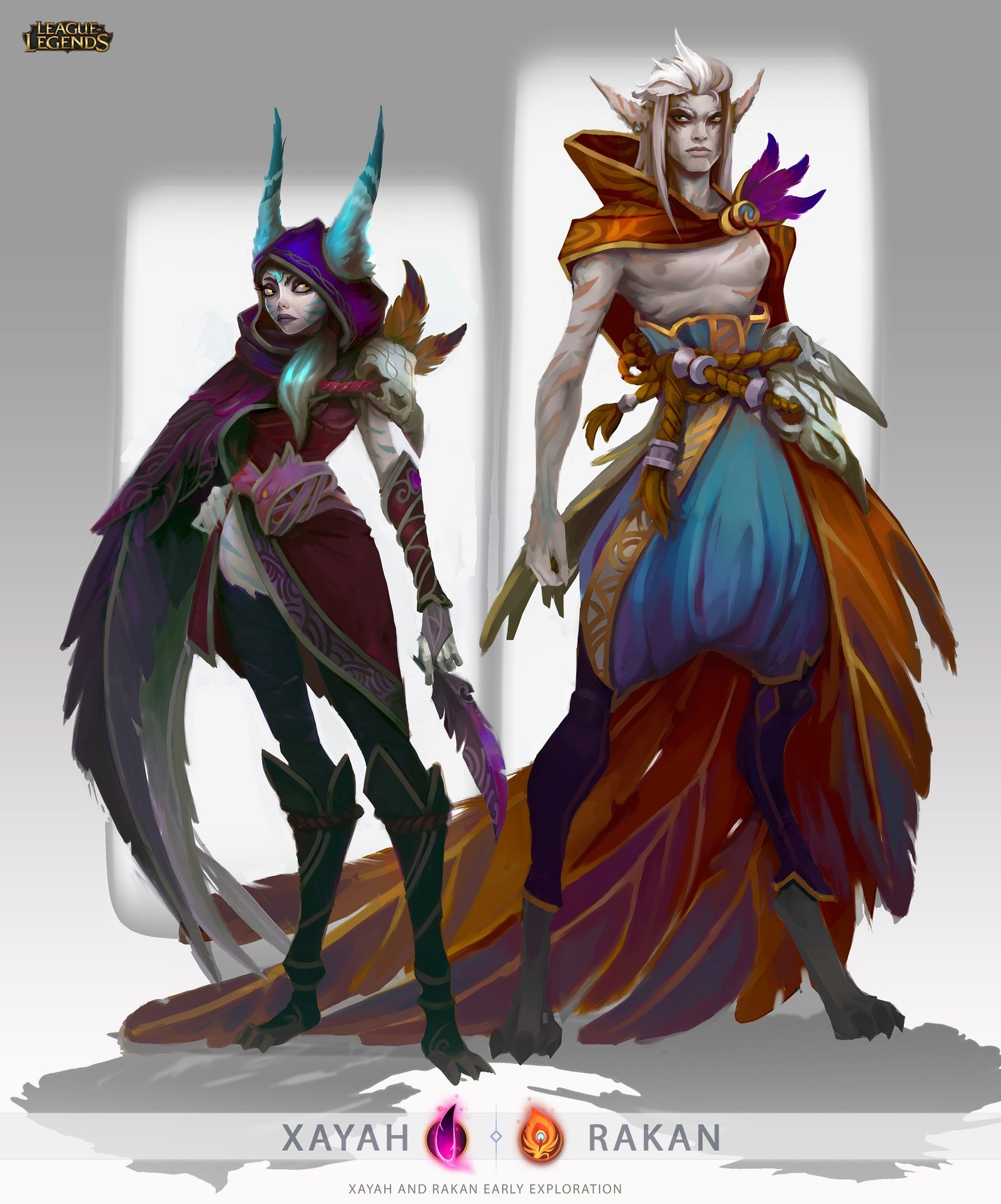 Xayah & Rakan Concept (Early) by Daniel Orive HD Wallpaper Official Artwork League of Legends lol