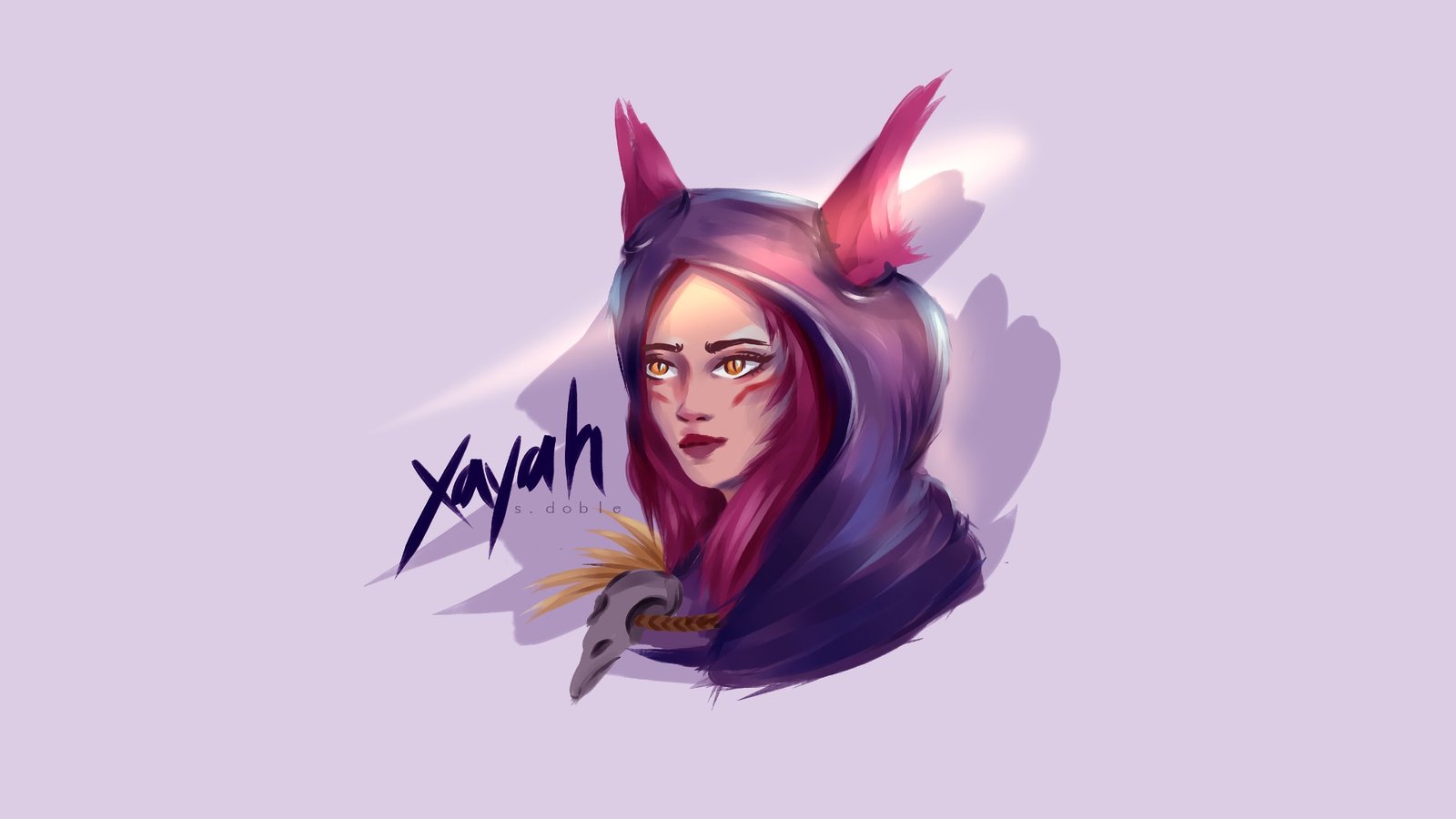 Xayah Portrait by Sandra Sanchez HD Wallpaper Fan Art Artwork League of Legends lol
