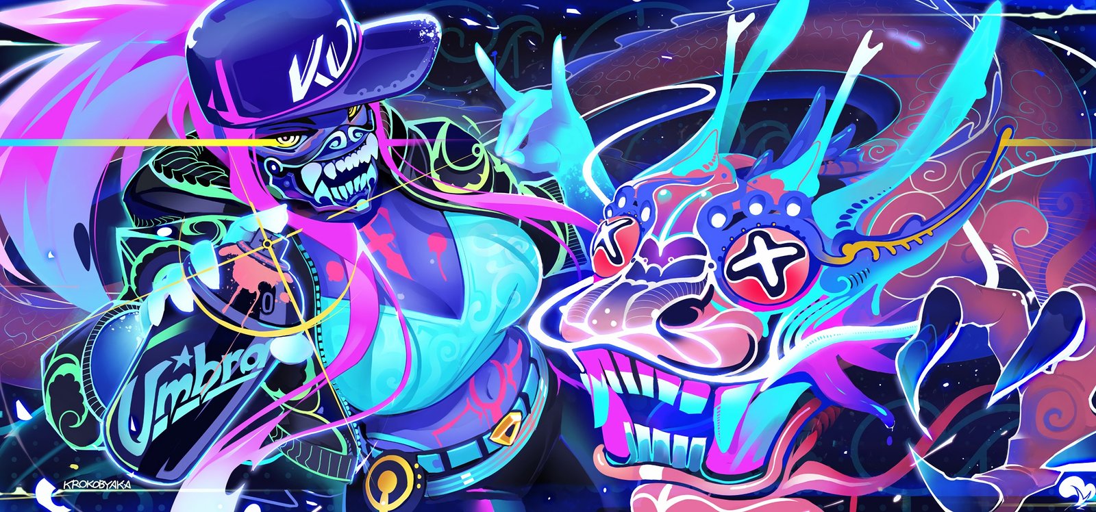K/DA Akali by krokobyaka HD Wallpaper Background Fan Art Artwork League of Legends lol