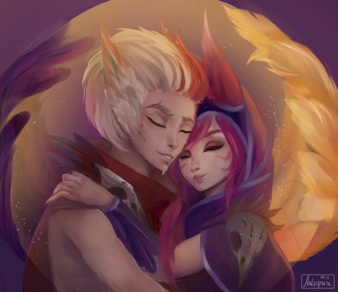 Xayah & Rakan by antropix HD Wallpaper Fan Art Artwork League of Legends lol
